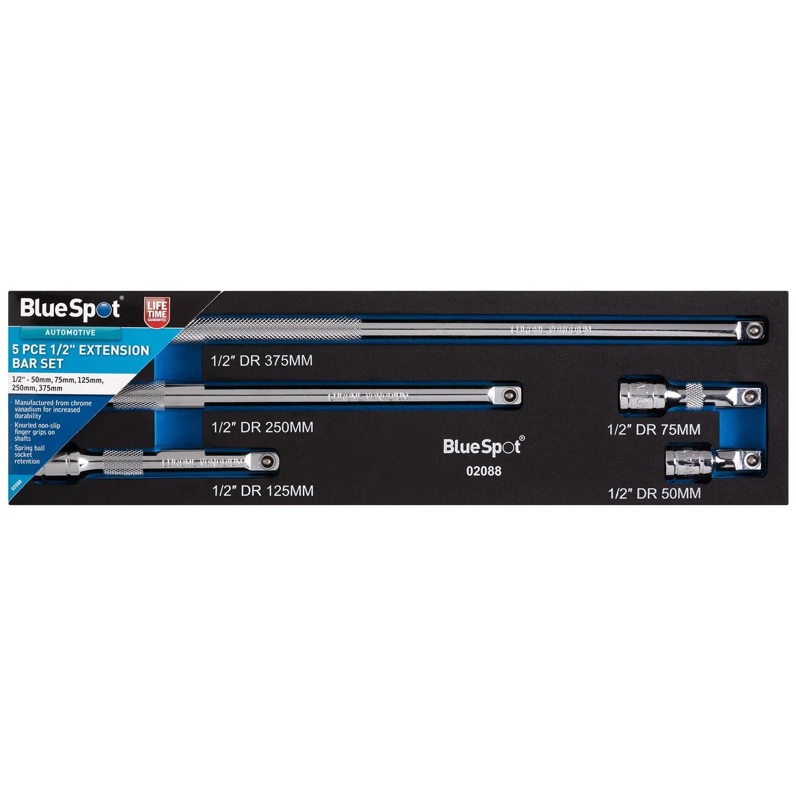 BlueSpot Extension Bar Set 1/2" Drive 5 Piece in EVA Foam - Image 3