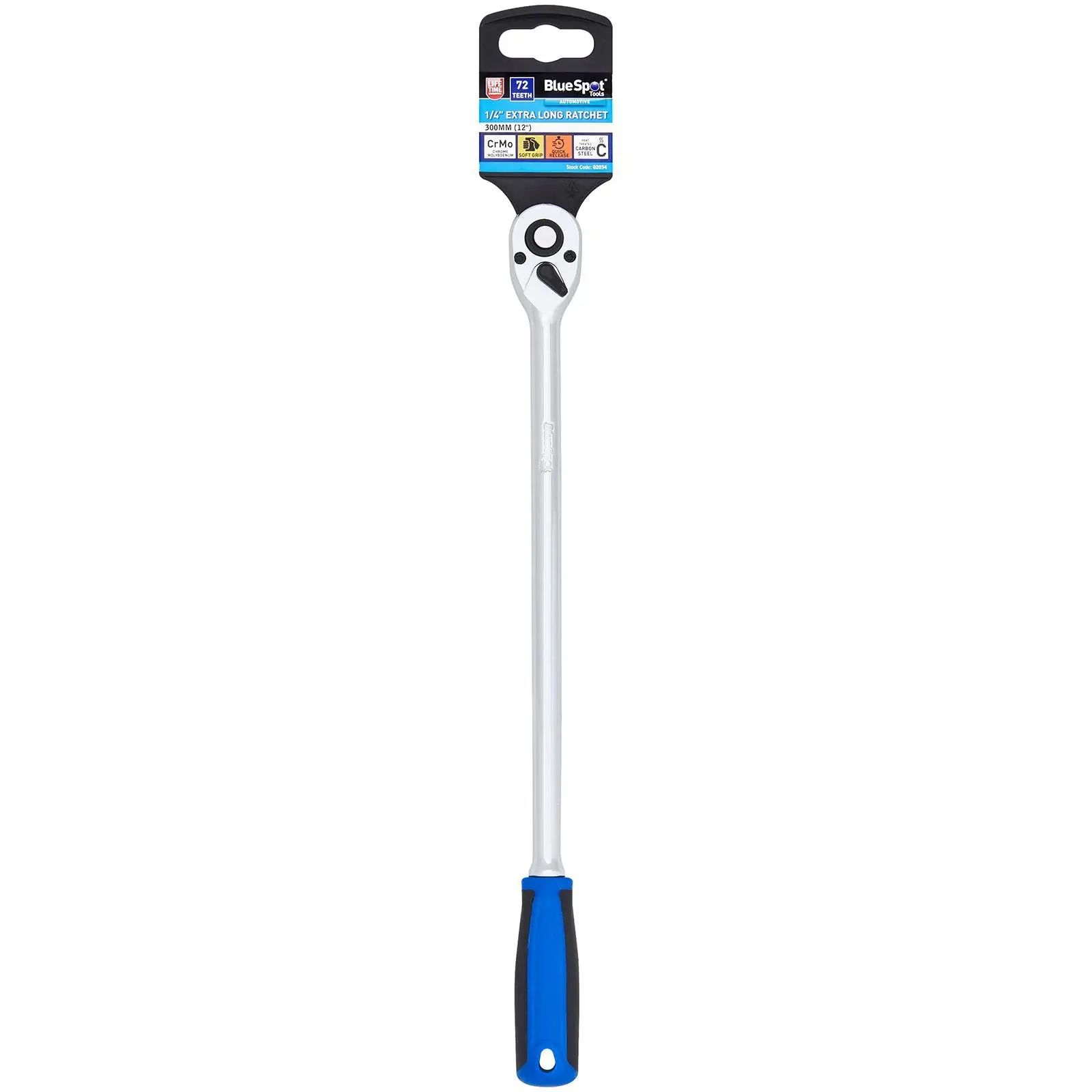 BlueSpot Extra Long Ratchet Wrench 1/4" Drive 300mm 72 Teeth
