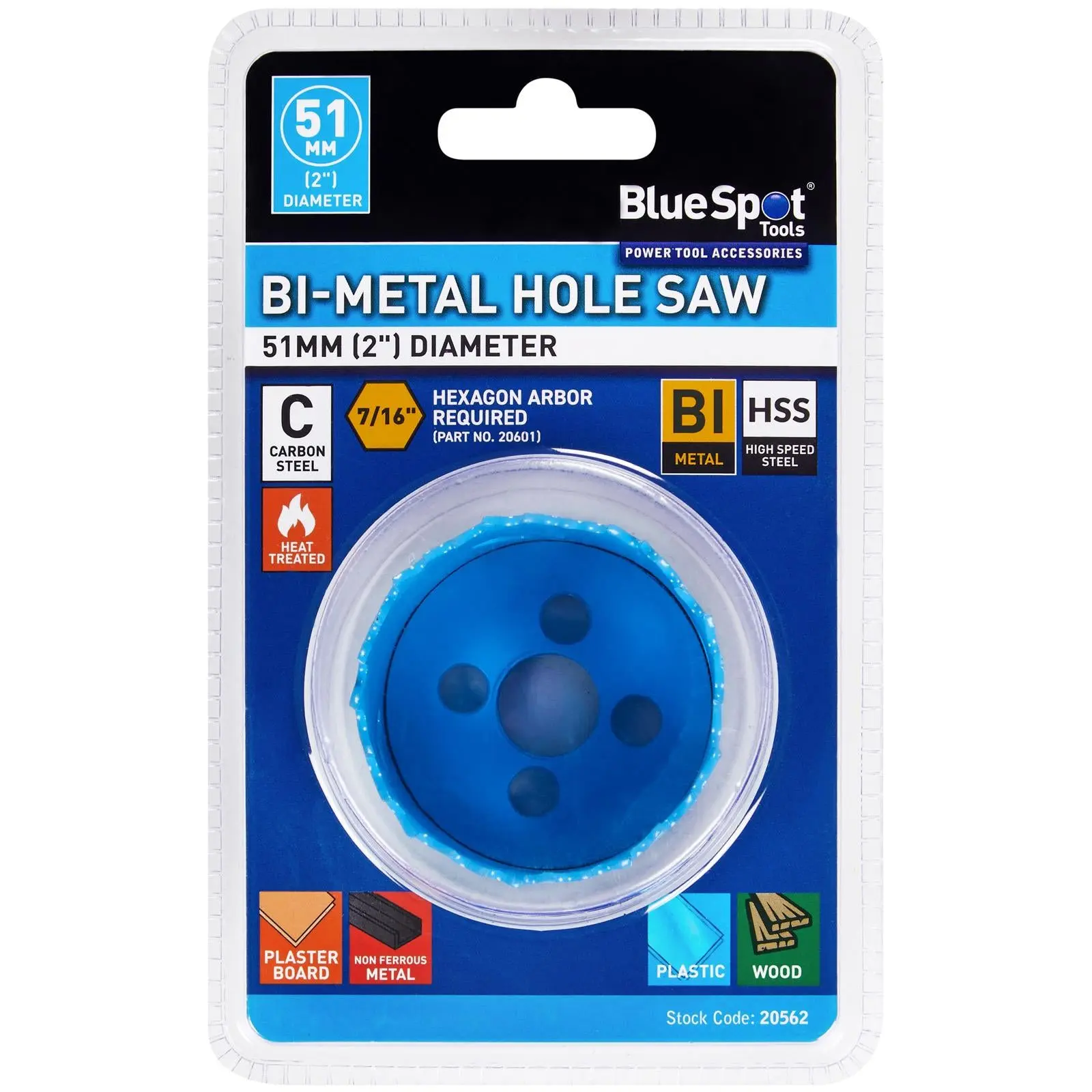 BlueSpot Hole Saw Bi-Metal 51mm HSS Teeth - Image 2