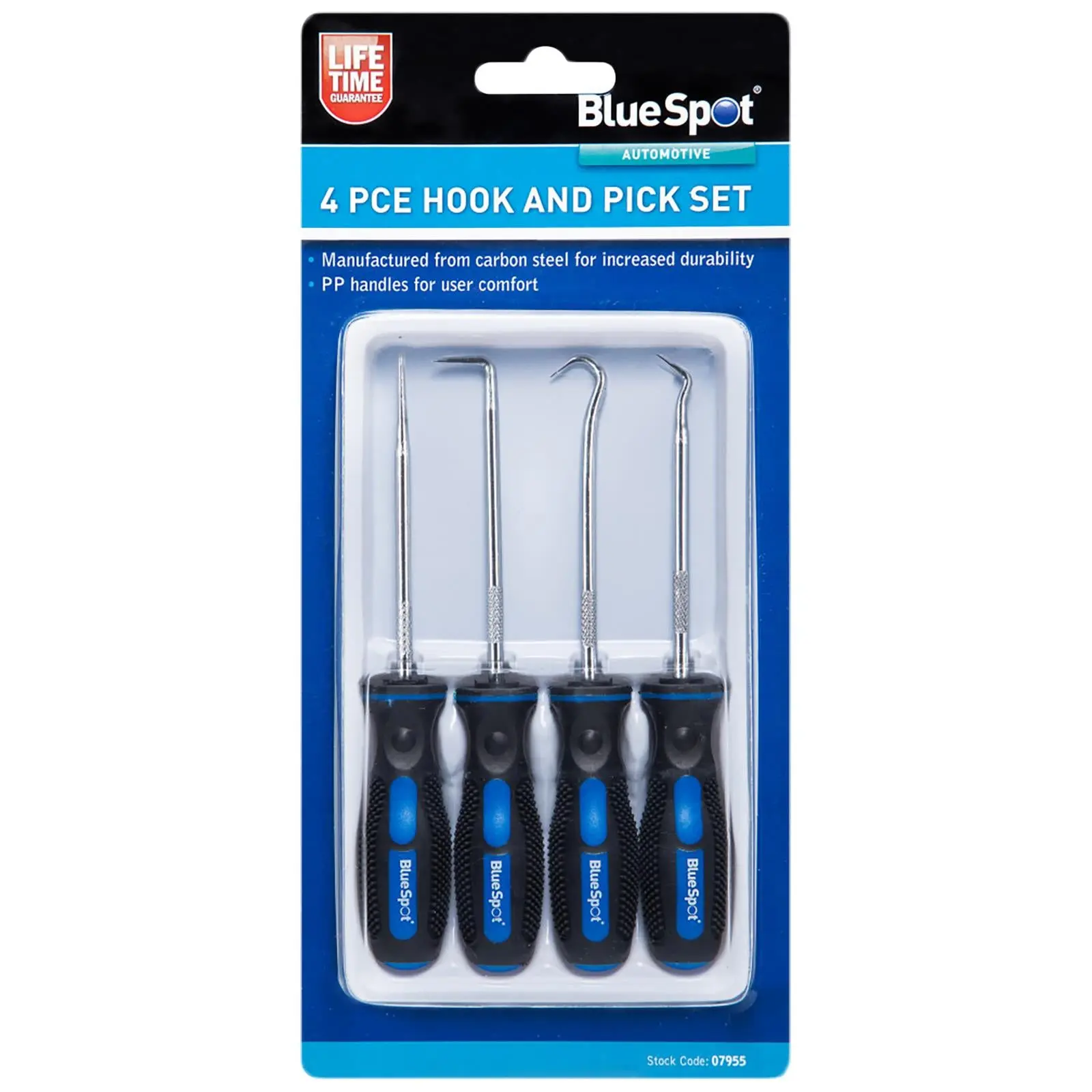 BlueSpot Hook and Pick Set 4 Piece Soft Grip Handles O Ring Oil Seal Removal Tool - Image 2