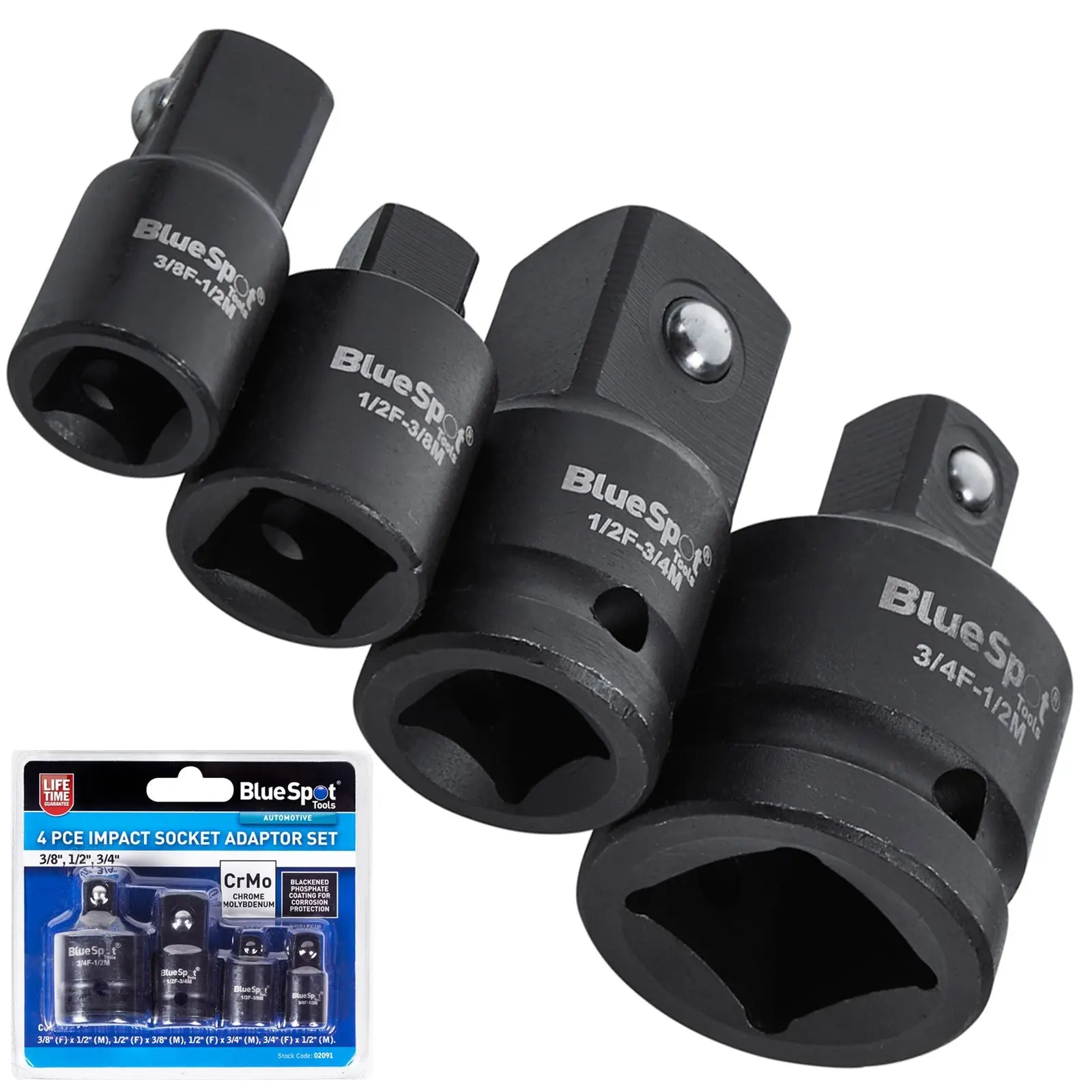 BlueSpot Impact Socket Adaptor Set 4 Piece 3/8" 1/2" 3/4
