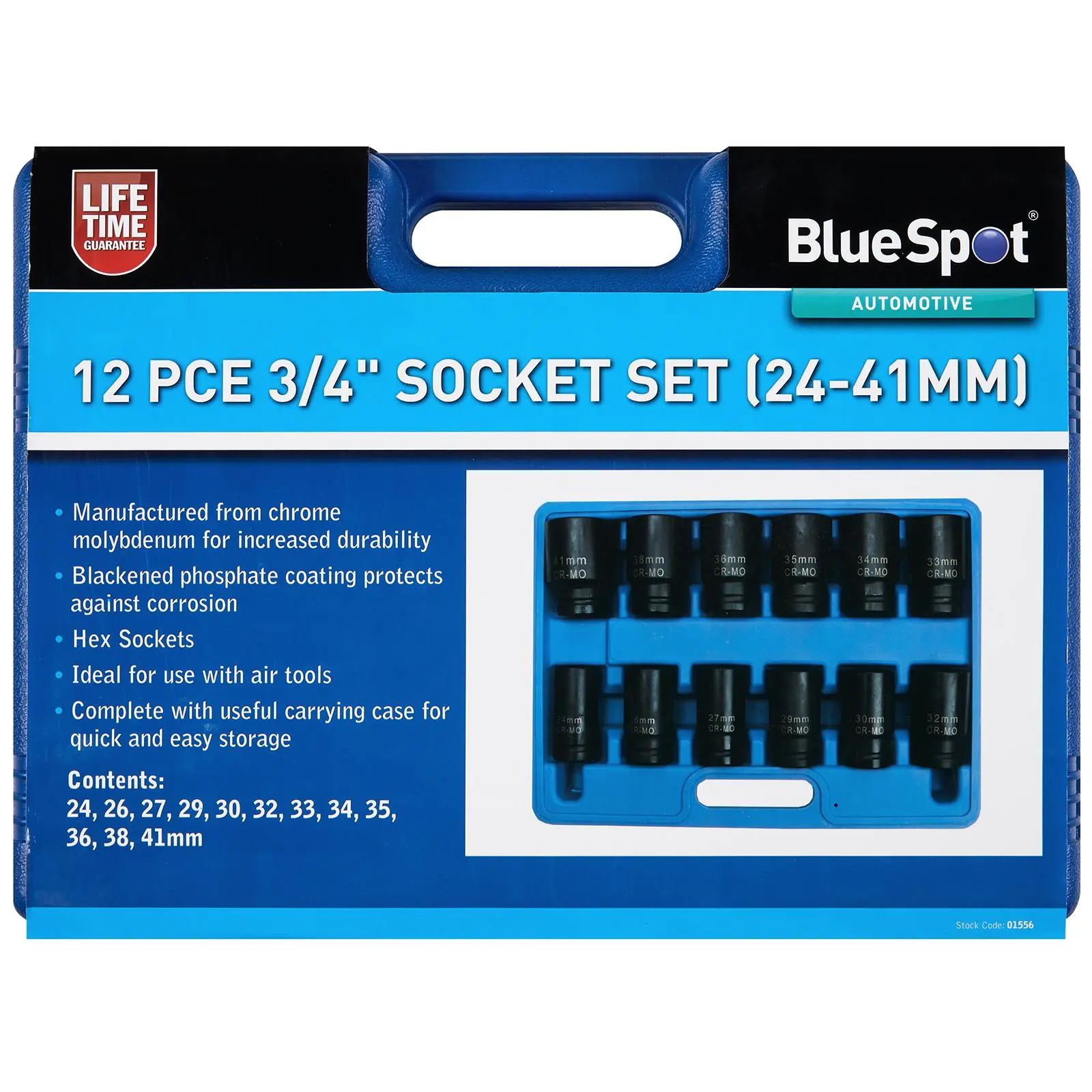 BlueSpot Impact Socket Set 3/4" Drive 24-41mm 12 Piece - Image 2