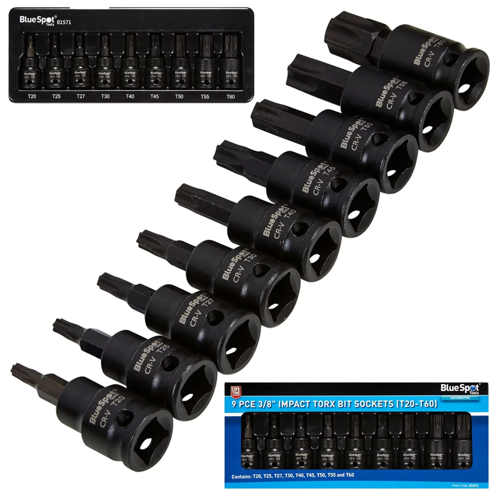 BlueSpot Impact Torx Bit Sockets 3/8" 9 Piece T20-T60 - Image 3