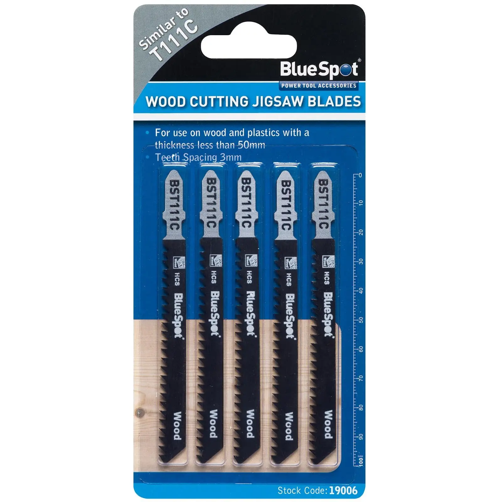 BlueSpot Jigsaw Blades 5 Piece Quick Cut for Wood 8 TPI T111C - Image 3