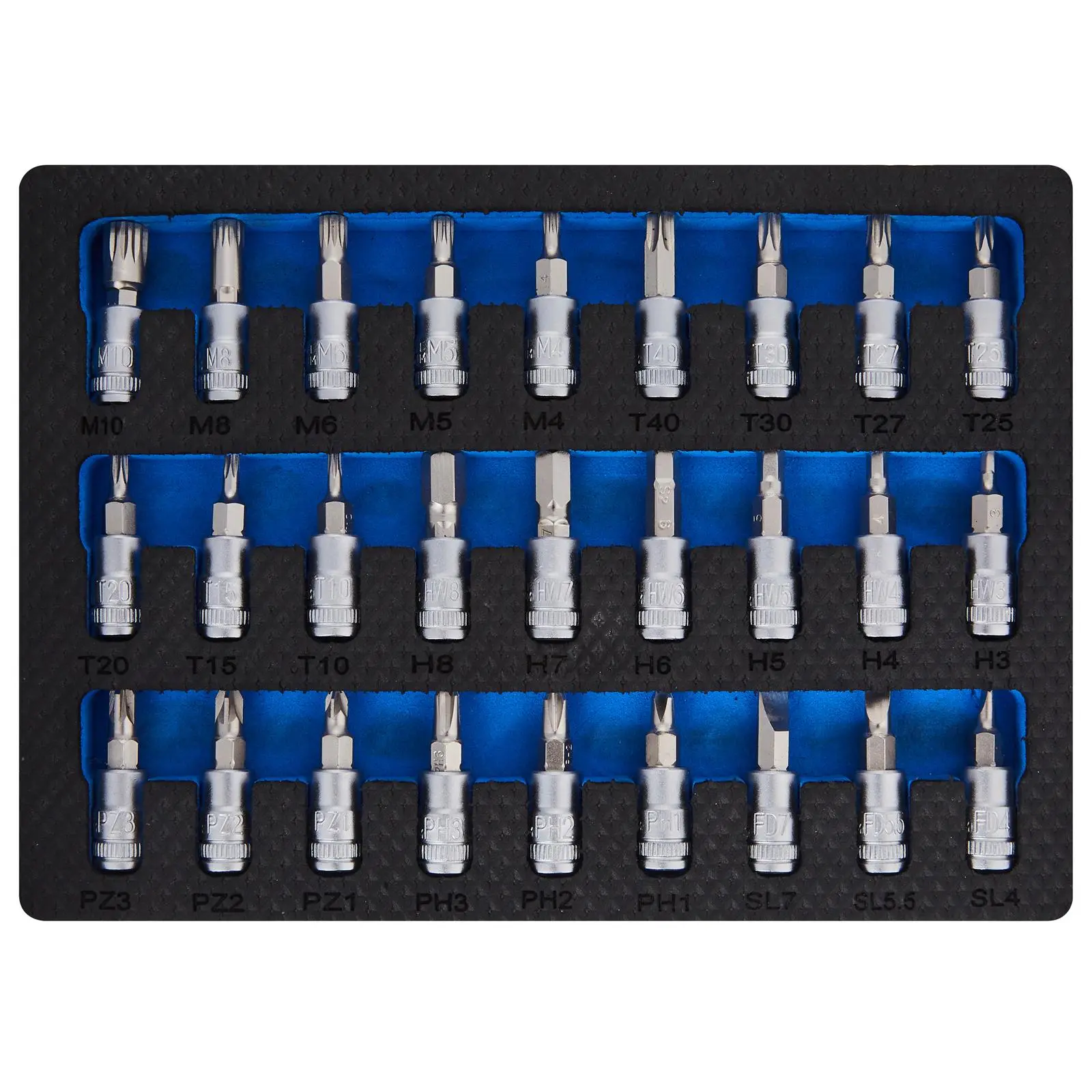 BlueSpot Mixed Socket Bit Set EVA Foam Tray 1/4" 27 Piece - Image 3