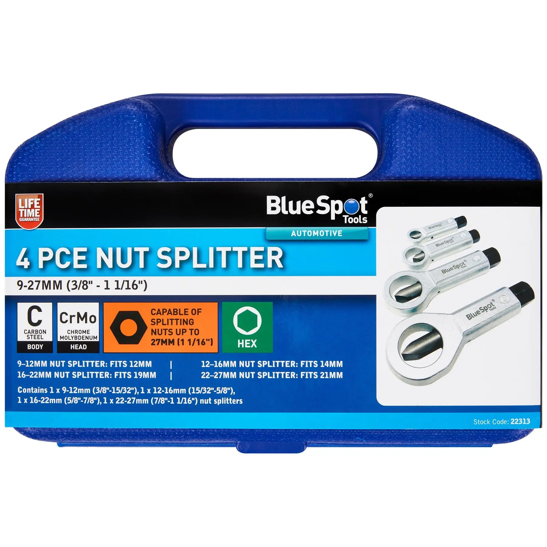 BlueSpot Nut Splitter Set in Carry Case 9-27mm 4 Piece - Image 2