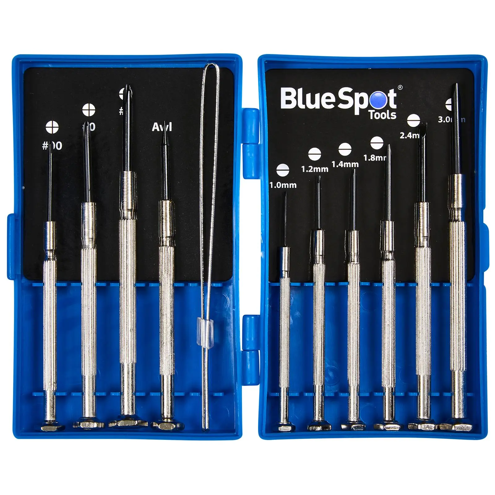 BlueSpot Precision Screwdriver Set with Tweezers 11 Piece Slotted Phillips - Image 3