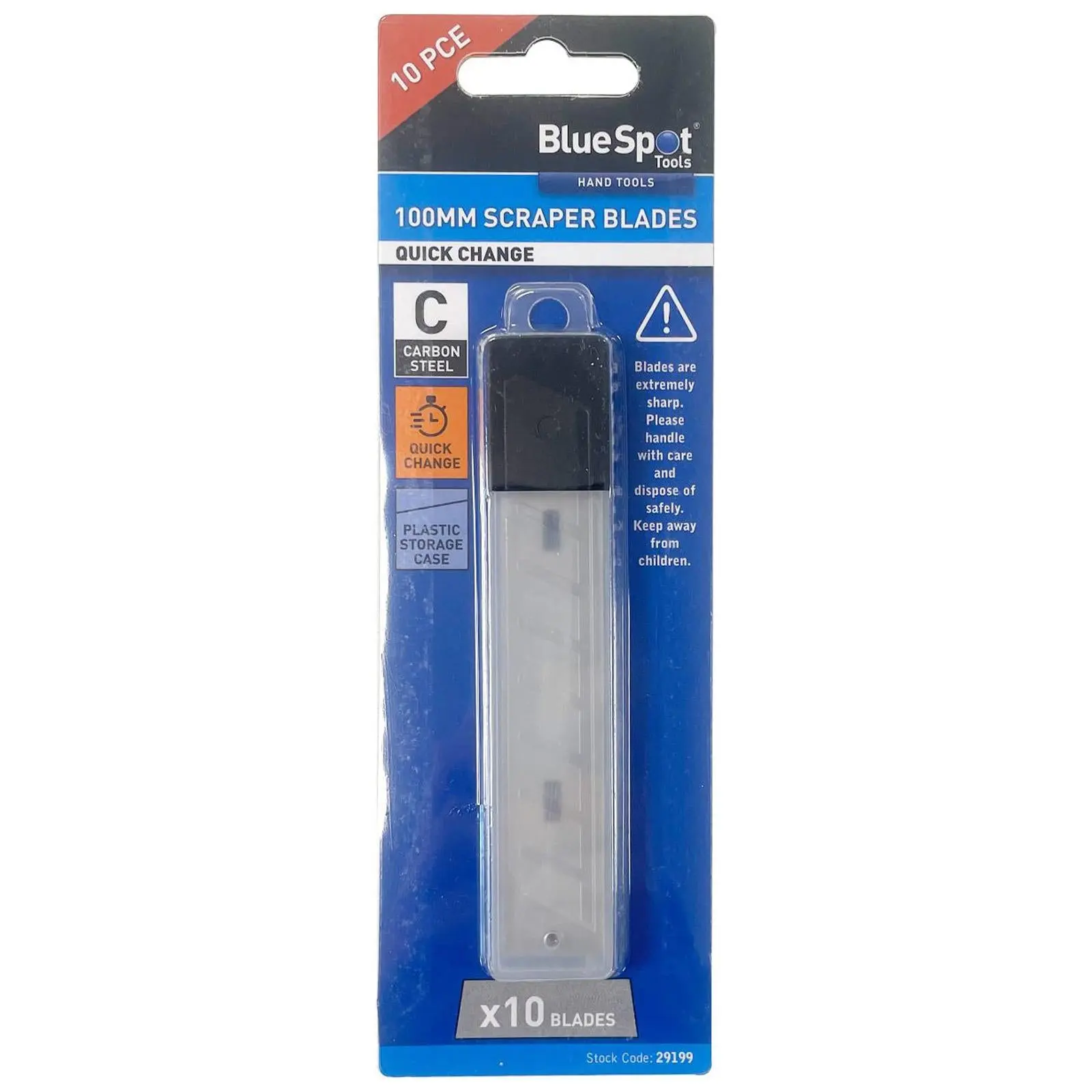 BlueSpot Quick Change Scraper Blades 100mm 10 Pack
