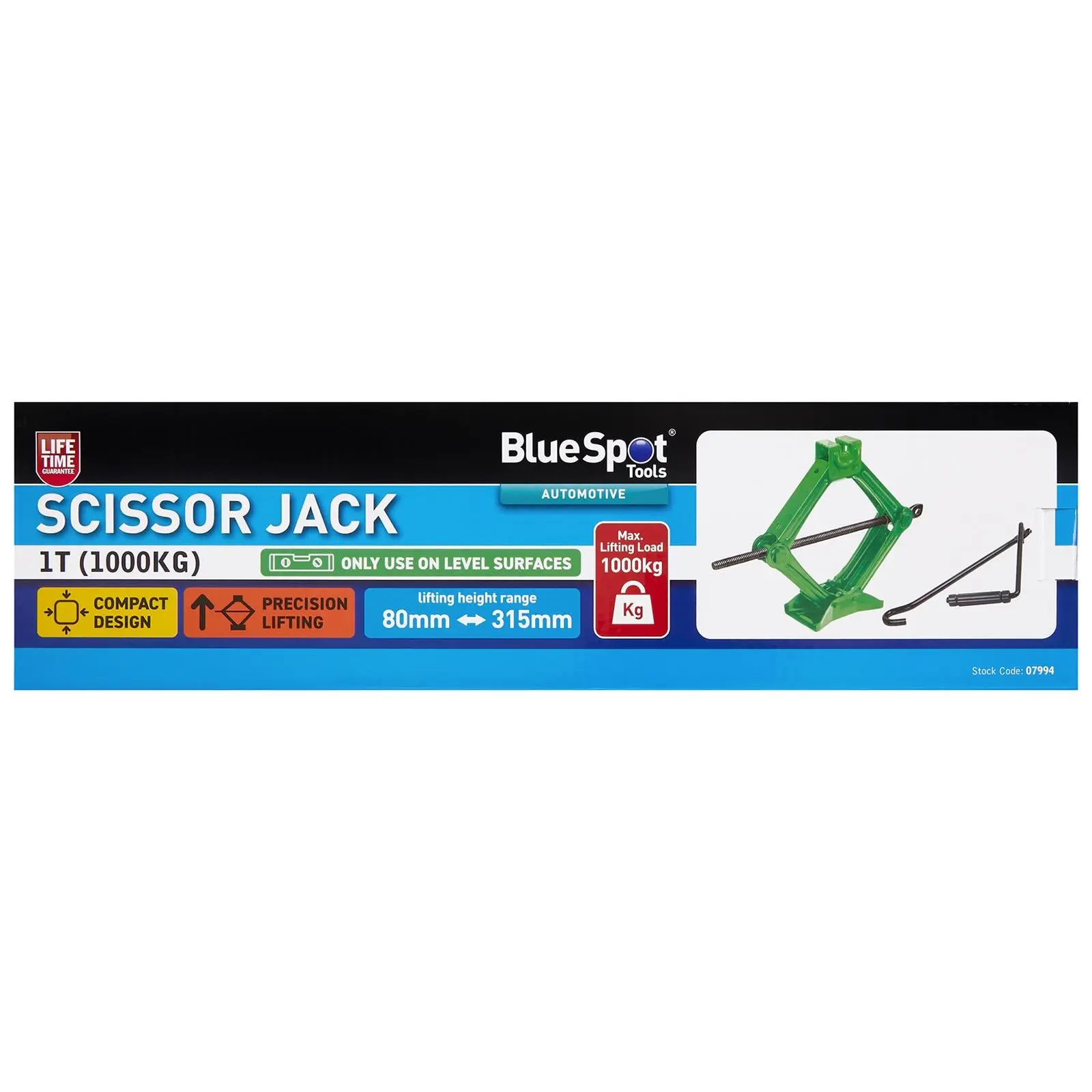 BlueSpot Scissor Jack 1 Tonne 1000kg 80-315mm Lifting Height - Image 2