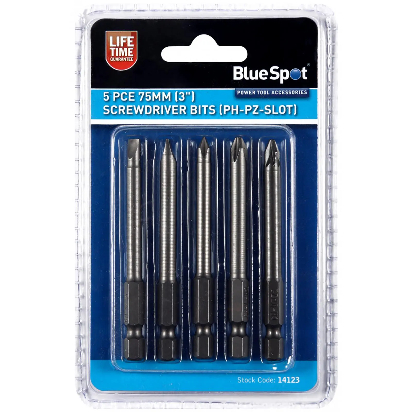 BlueSpot Screwdriver Bits (PH-PZ Slot) 75mm (3") 5 Pieces - Image 2
