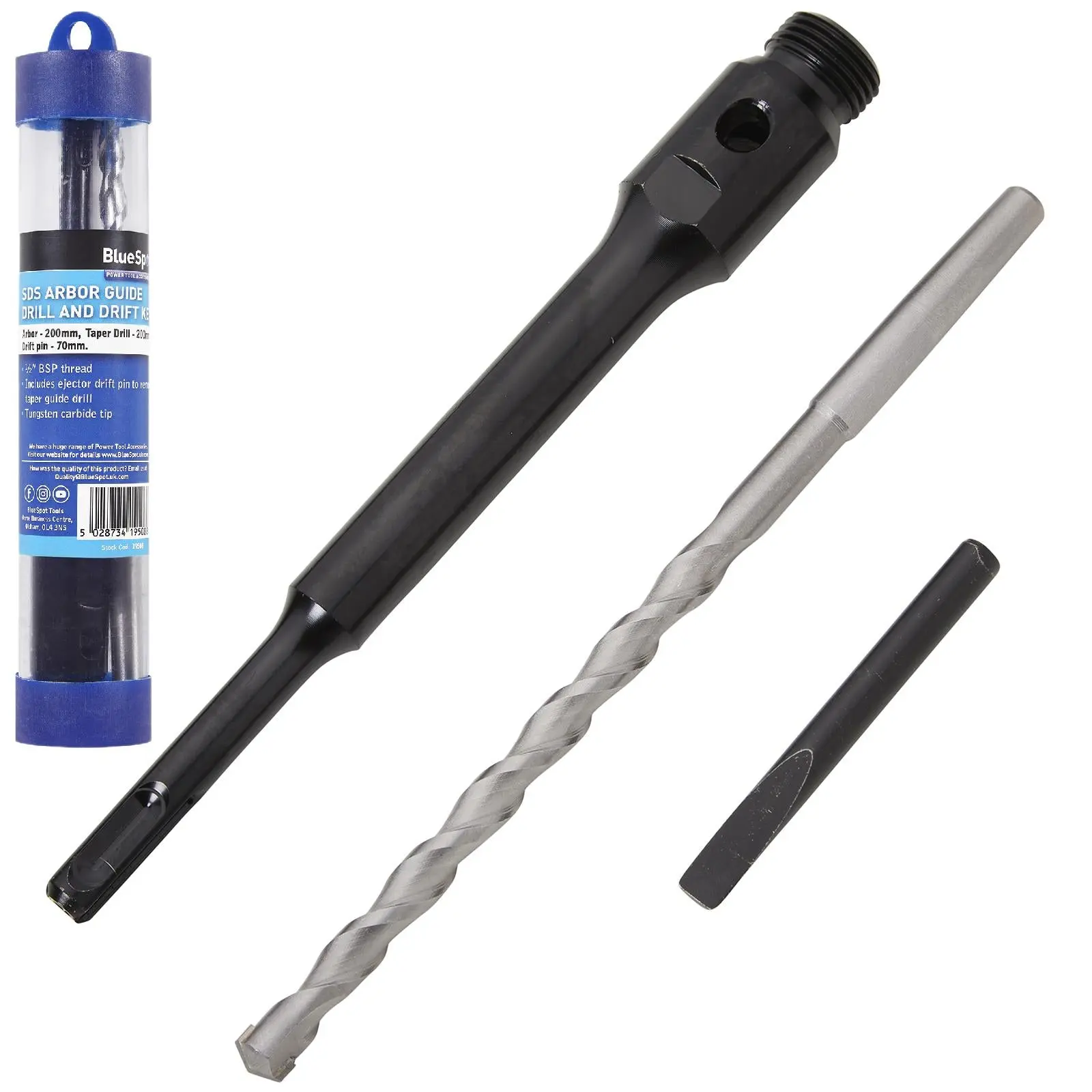 BlueSpot SDS Arbor Guide Drill And Drift Key 1/2" BSP Thread