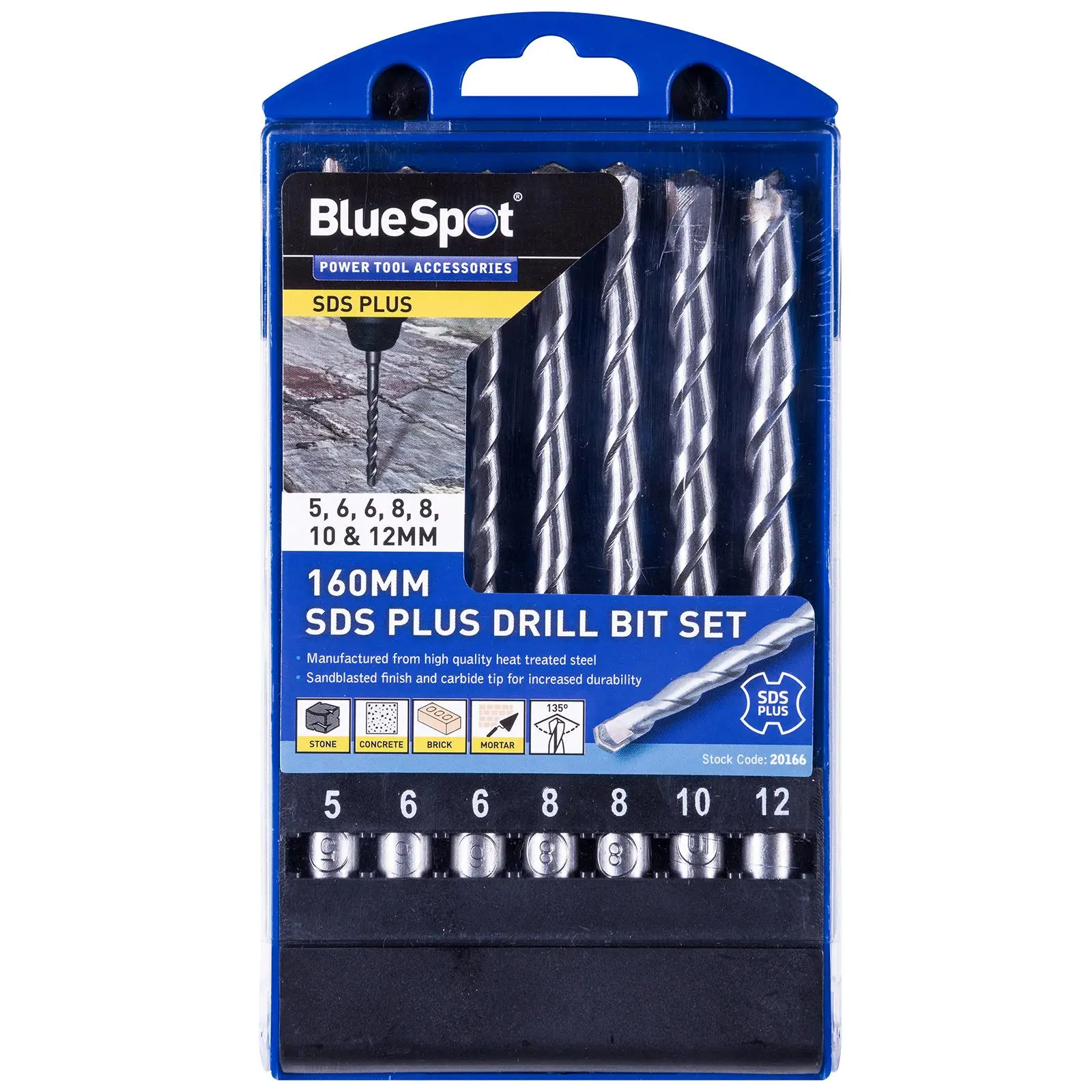 BlueSpot SDS Plus Drill Bit Set 7 Piece 5-12mm 160mm - Image 2