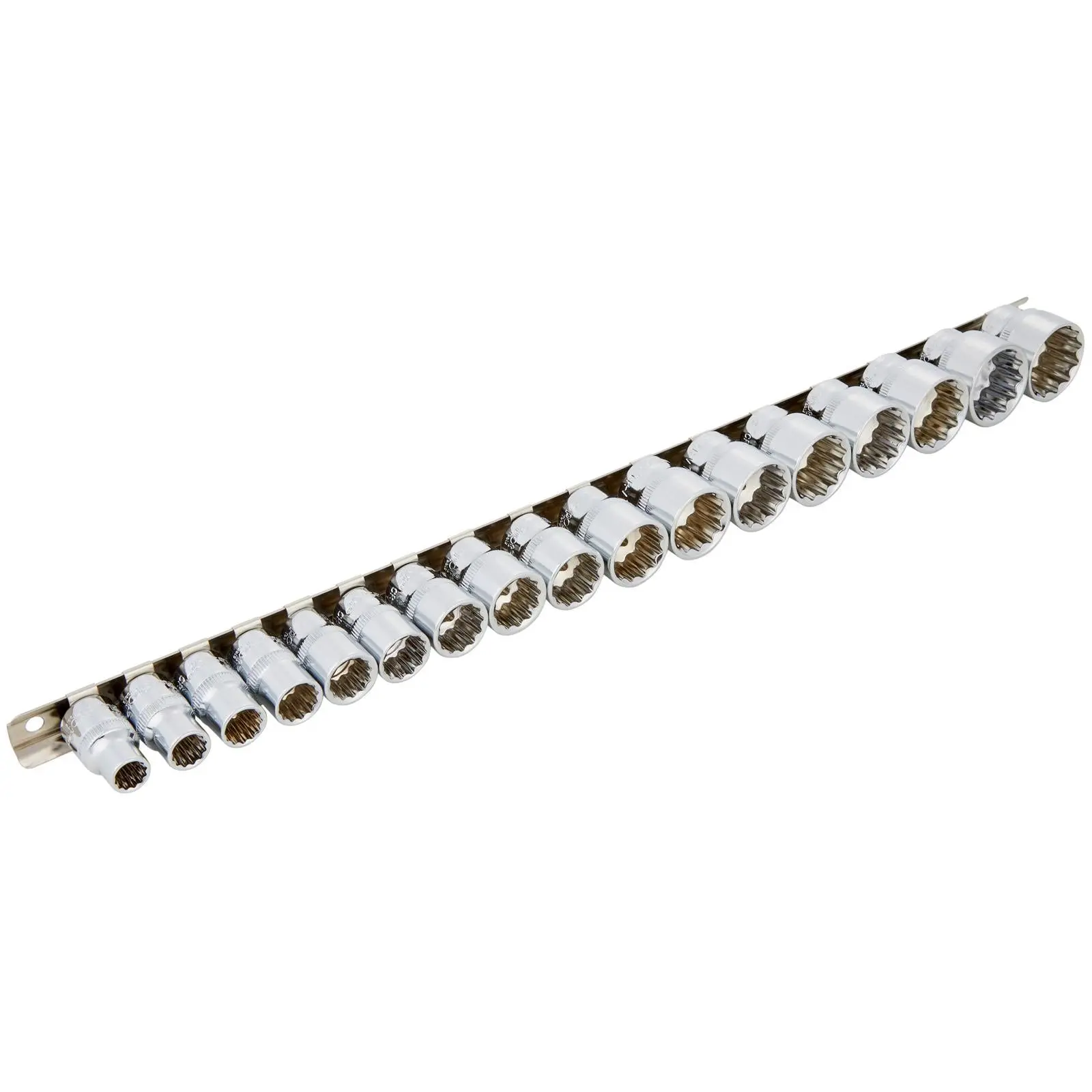 BlueSpot Shallow Socket Set on Rail 17 Piece 3/8" Drive Metric 8-24mm