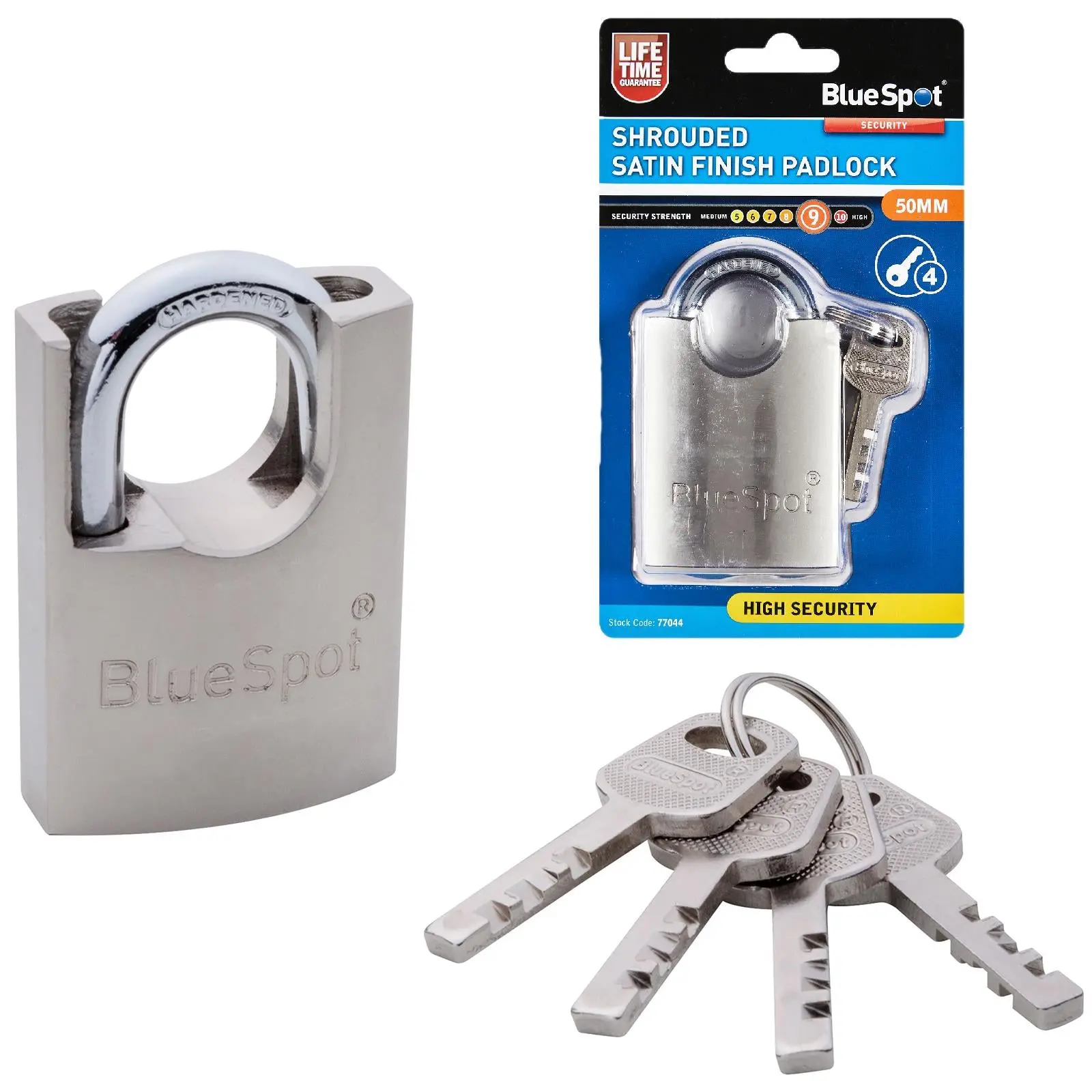 BlueSpot Shrouded Satin Finish Padlock 50mm