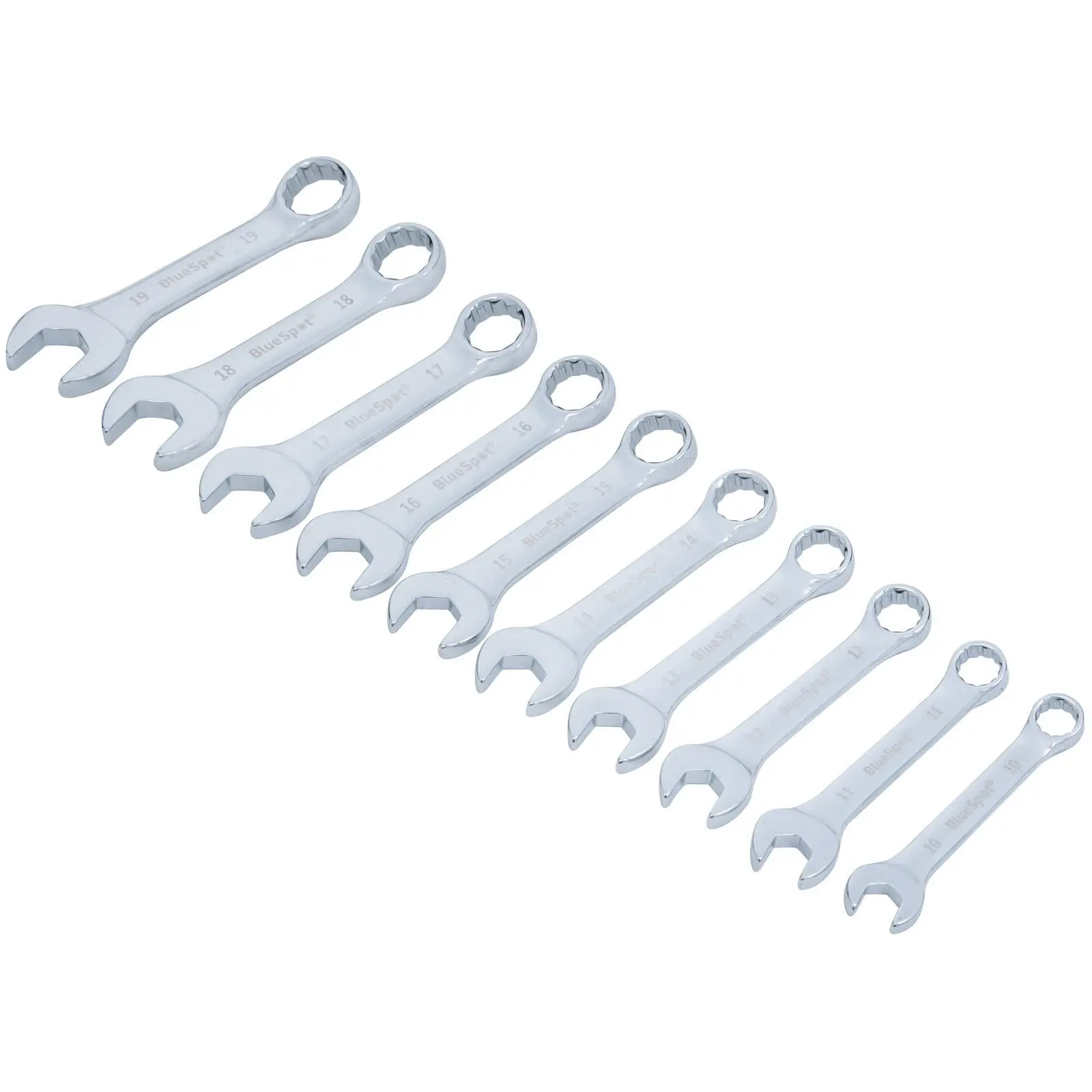 BlueSpot Stubby Combination Spanner Set Metric 10-19mm 10 Piece - Image 2