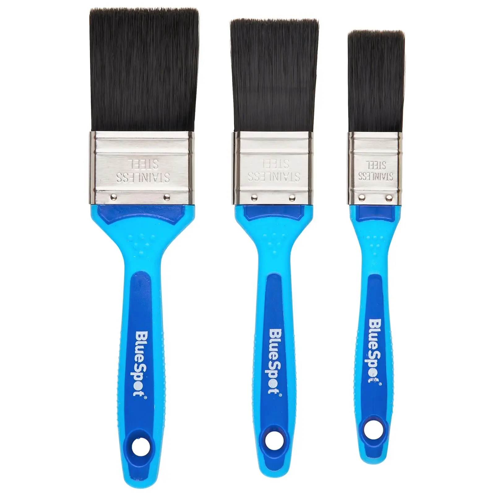 BlueSpot Synthetic Paint Brush Set with Soft Grip Handle 3 Piece 25mm 38mm 50mm - Image 2