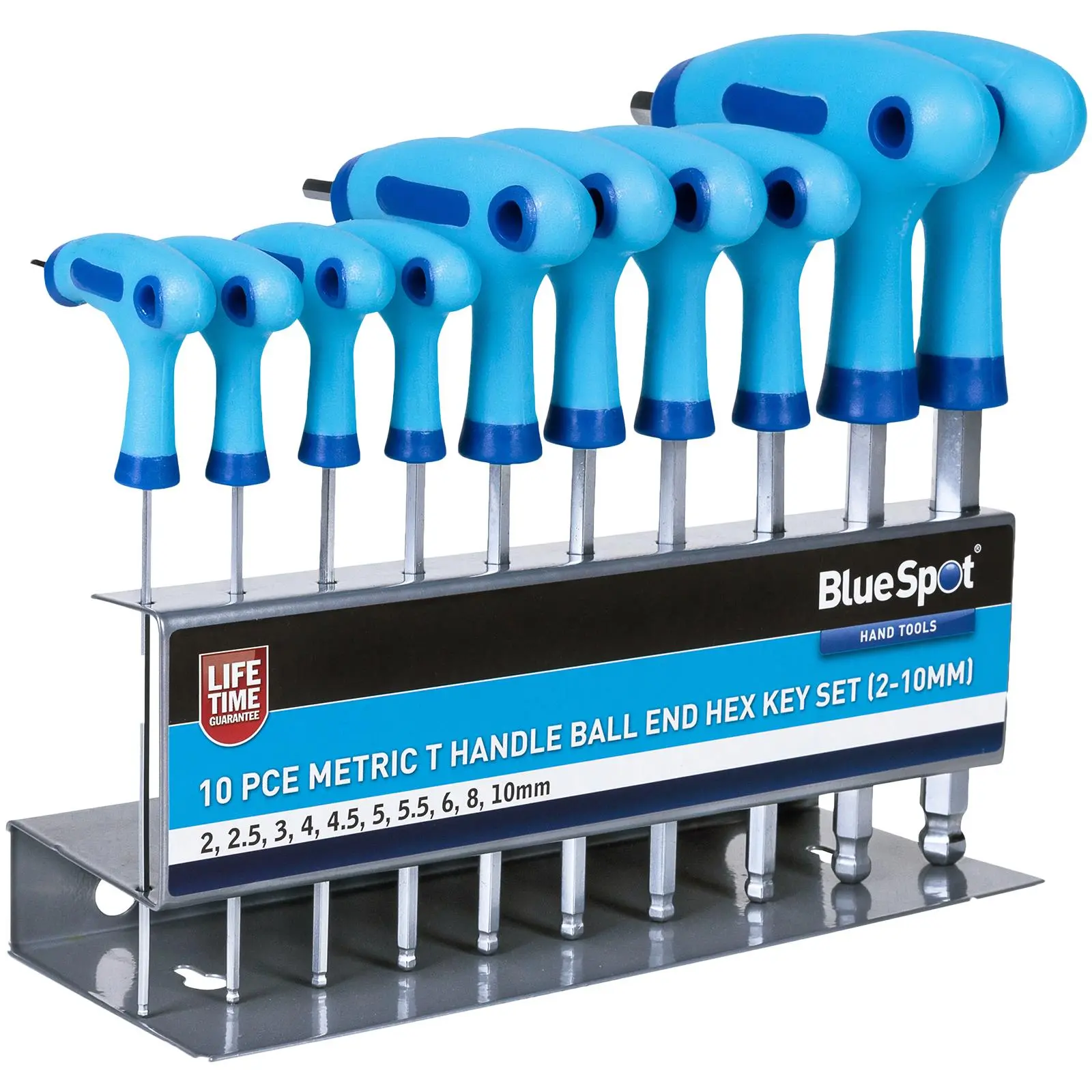 BlueSpot T-Handle Ball End Hex Key Set 10 Piece 2mm-10mm - Image 2