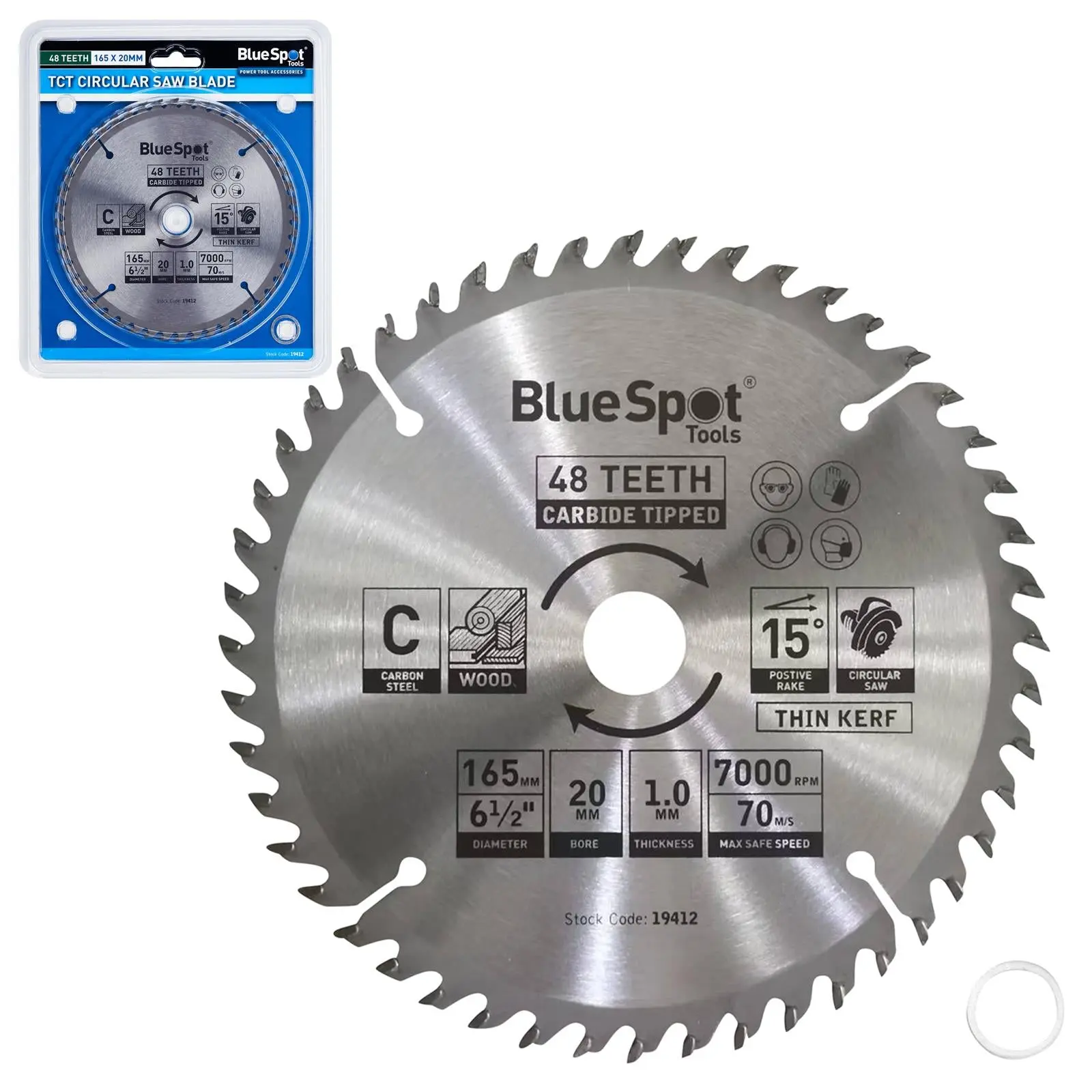 BlueSpot TCT Circular Saw Blade 48 Teeth 165mm x 20mm - Image 3