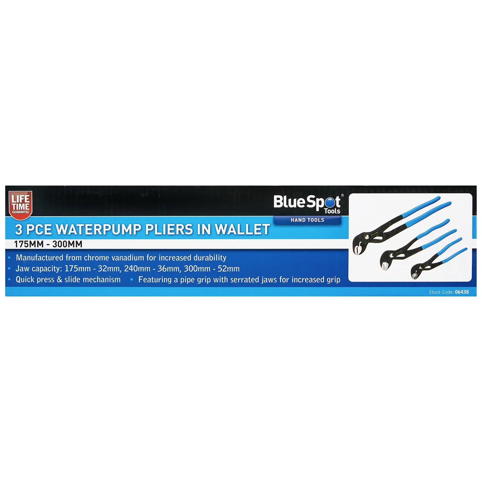 BlueSpot Waterpump Pliers In Wallet 175mm-300mm 3 Piece - Image 2