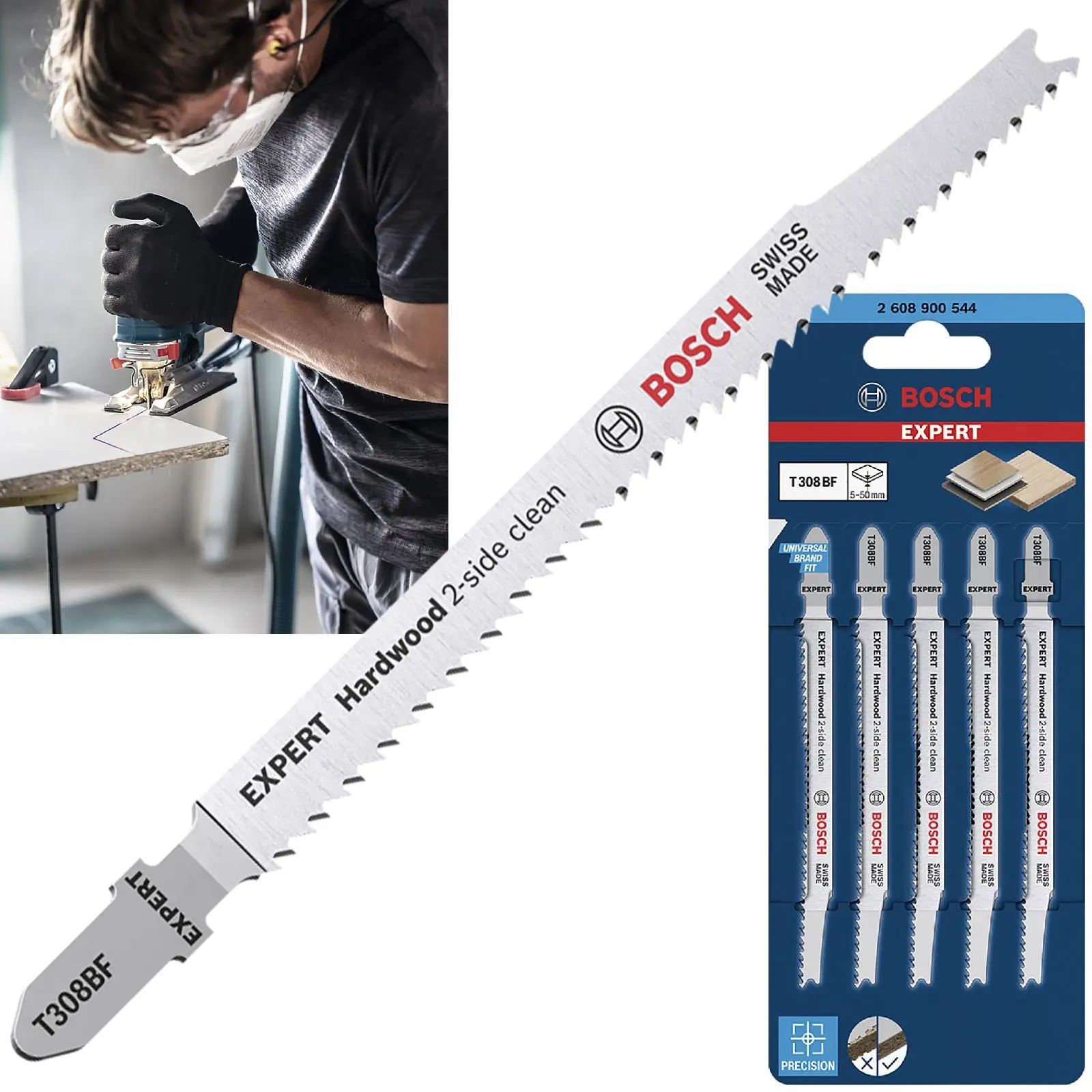 Bosch EXPERT Jigsaw Blades 5 Piece T308BF Hardwood 2 Side Clean 117mm - Image 10