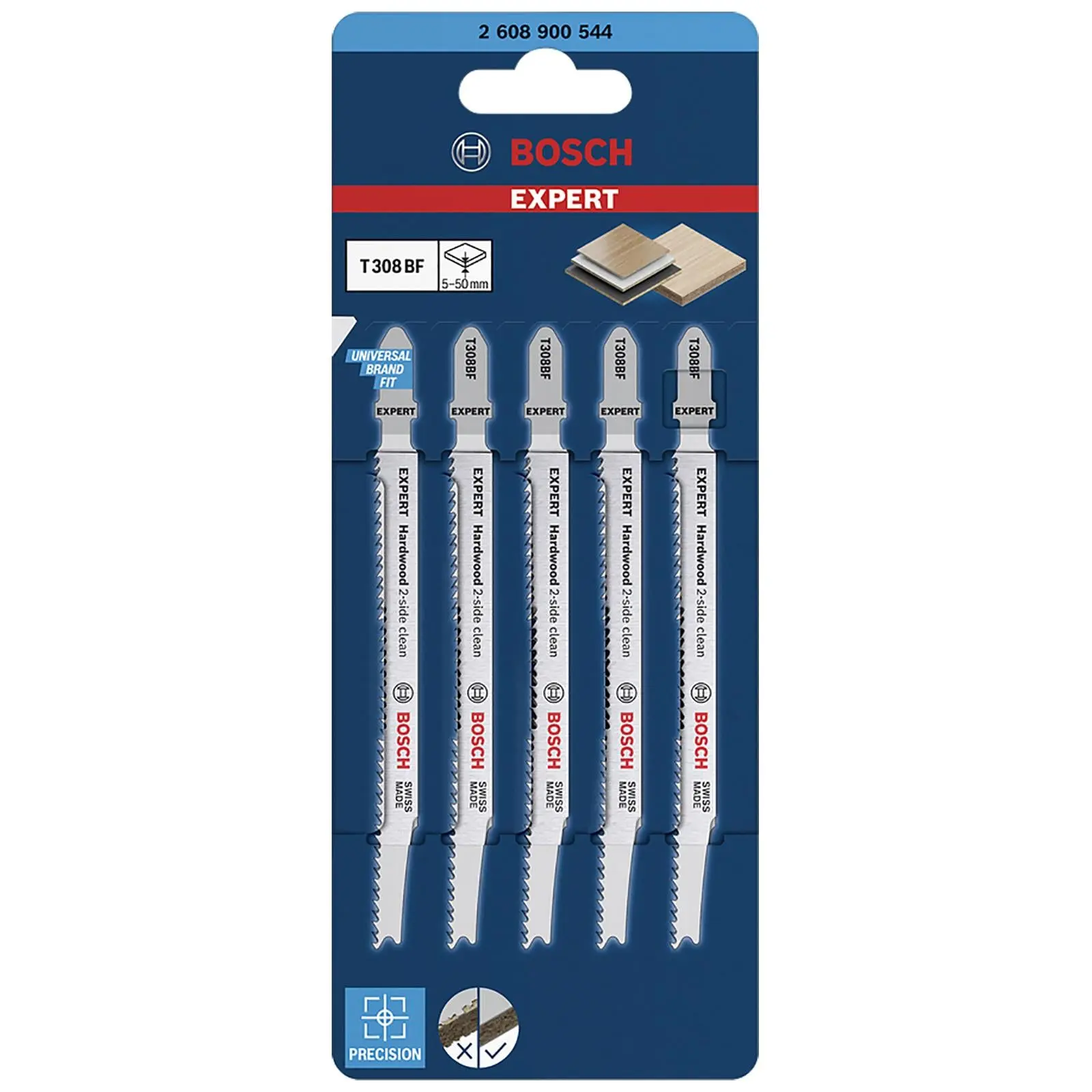 Bosch EXPERT Jigsaw Blades 5 Piece T308BF Hardwood 2 Side Clean 117mm - Image 3