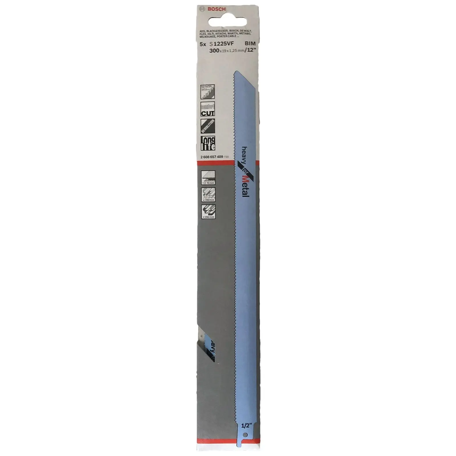 Bosch Recipro Blades 5 Pack 300mm 12" S1225VF Bi Metal Reciprocating Saw Blade - Image 2