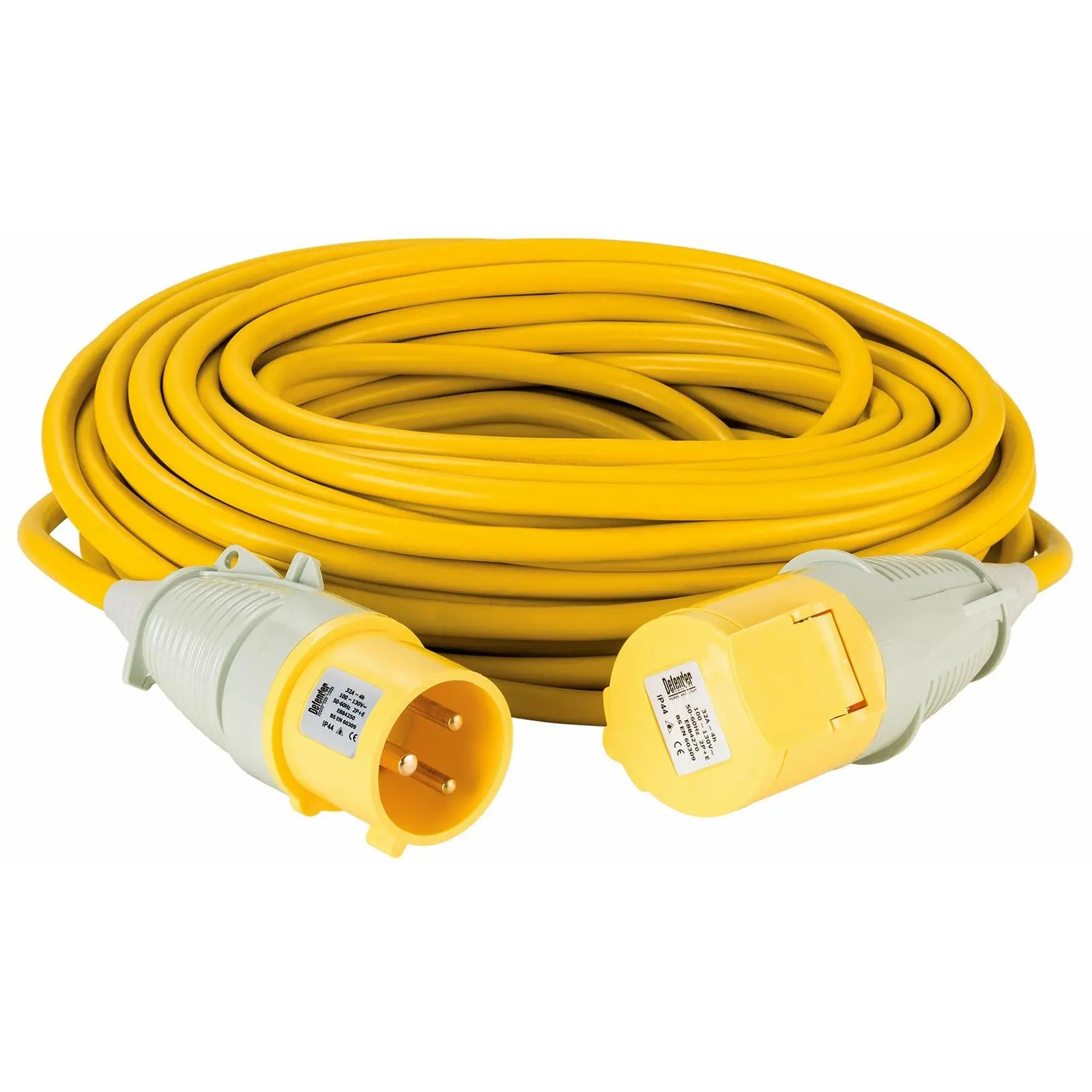 Defender Extension Lead 32A 4mm Cable Yellow 110V 25m