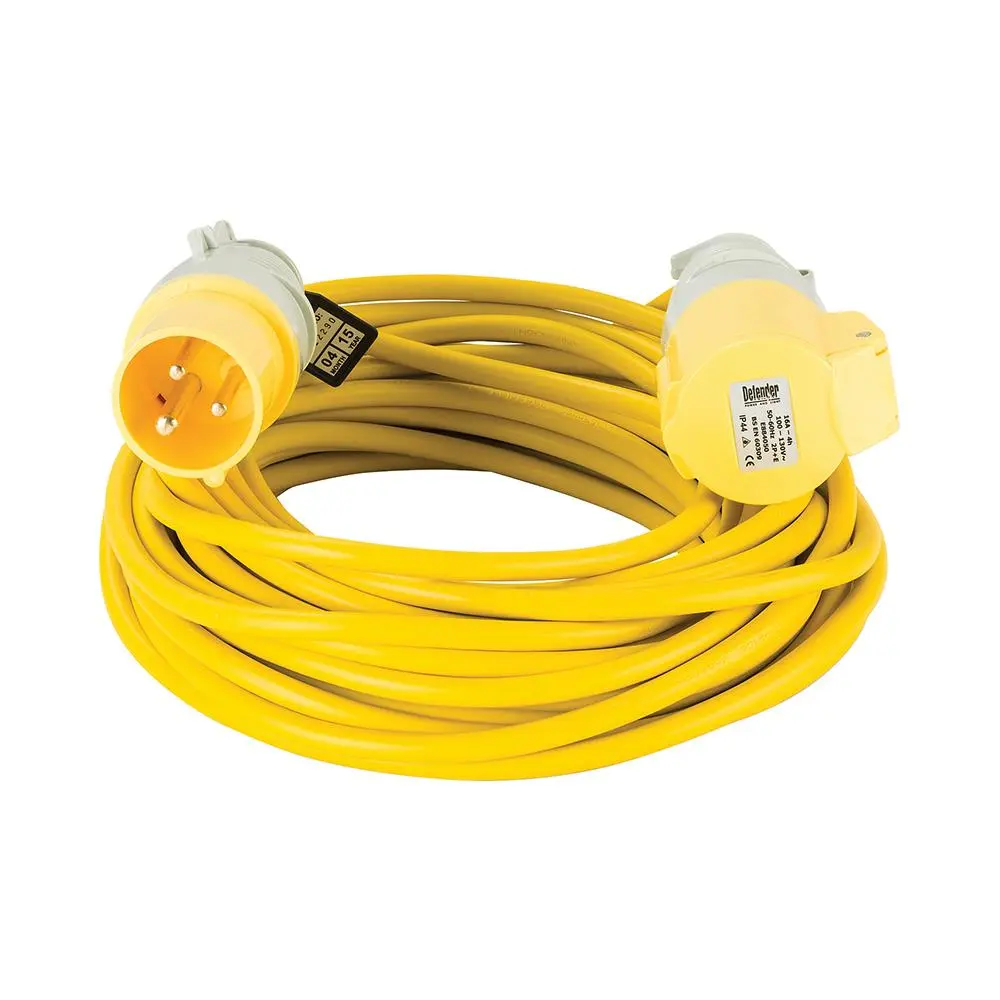 Defender Extension Lead Yellow 1.5mm2 16A 14m 110V E85111