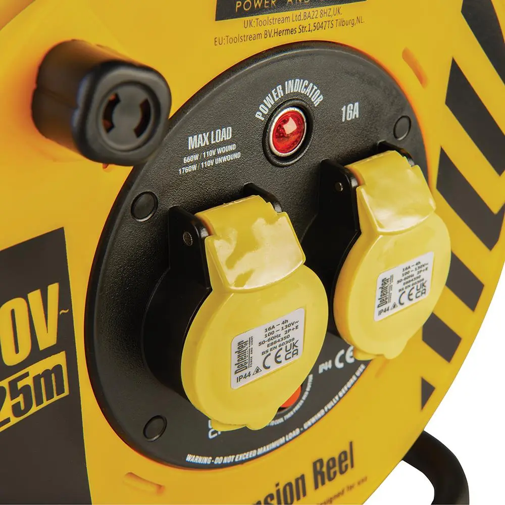 Defender Heavy Duty Industrial Cable Reel 25m 110V E86455 - Image 4