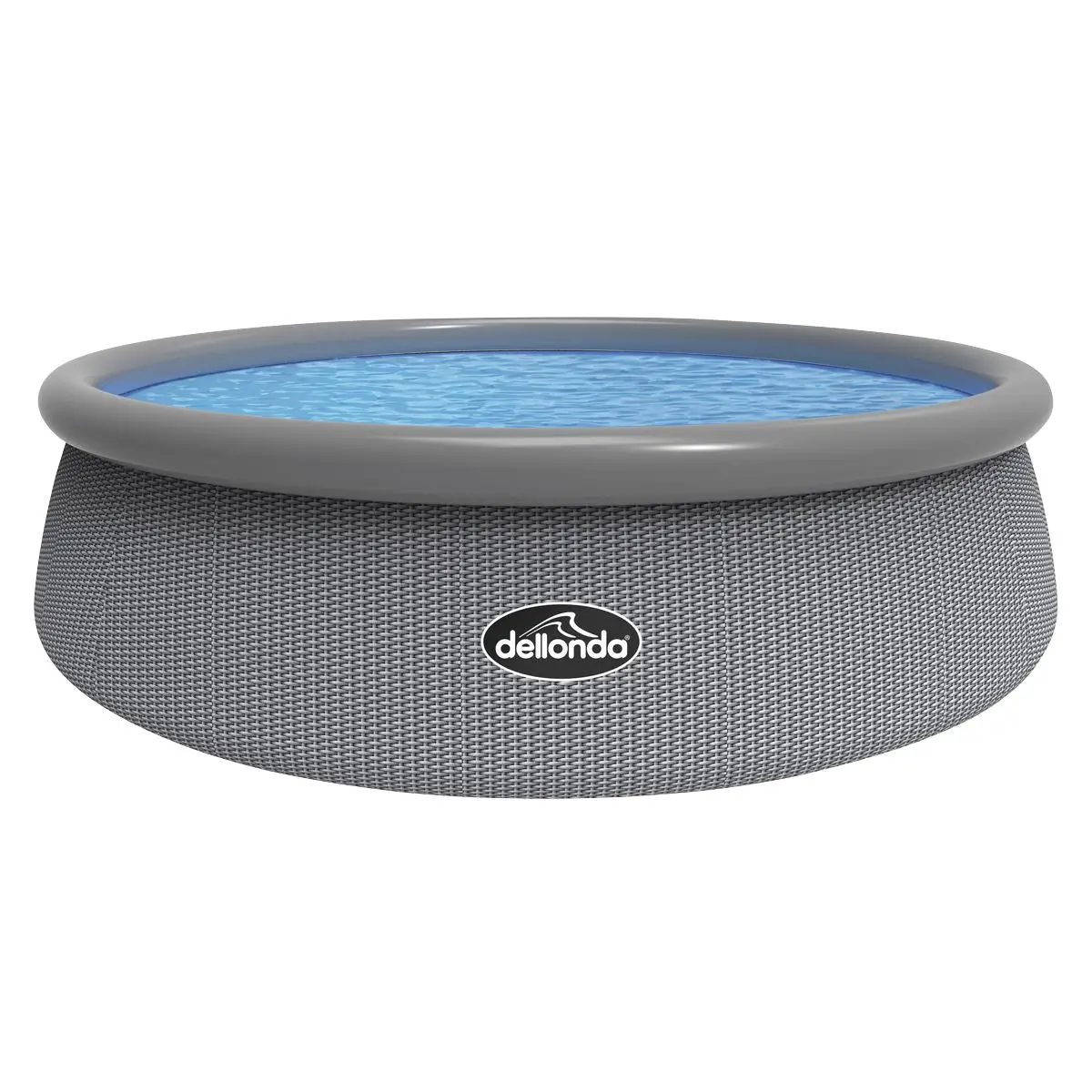 Dellonda 15ft Round Garden Kids Paddling Swimming Pool & Pump Grey Rattan