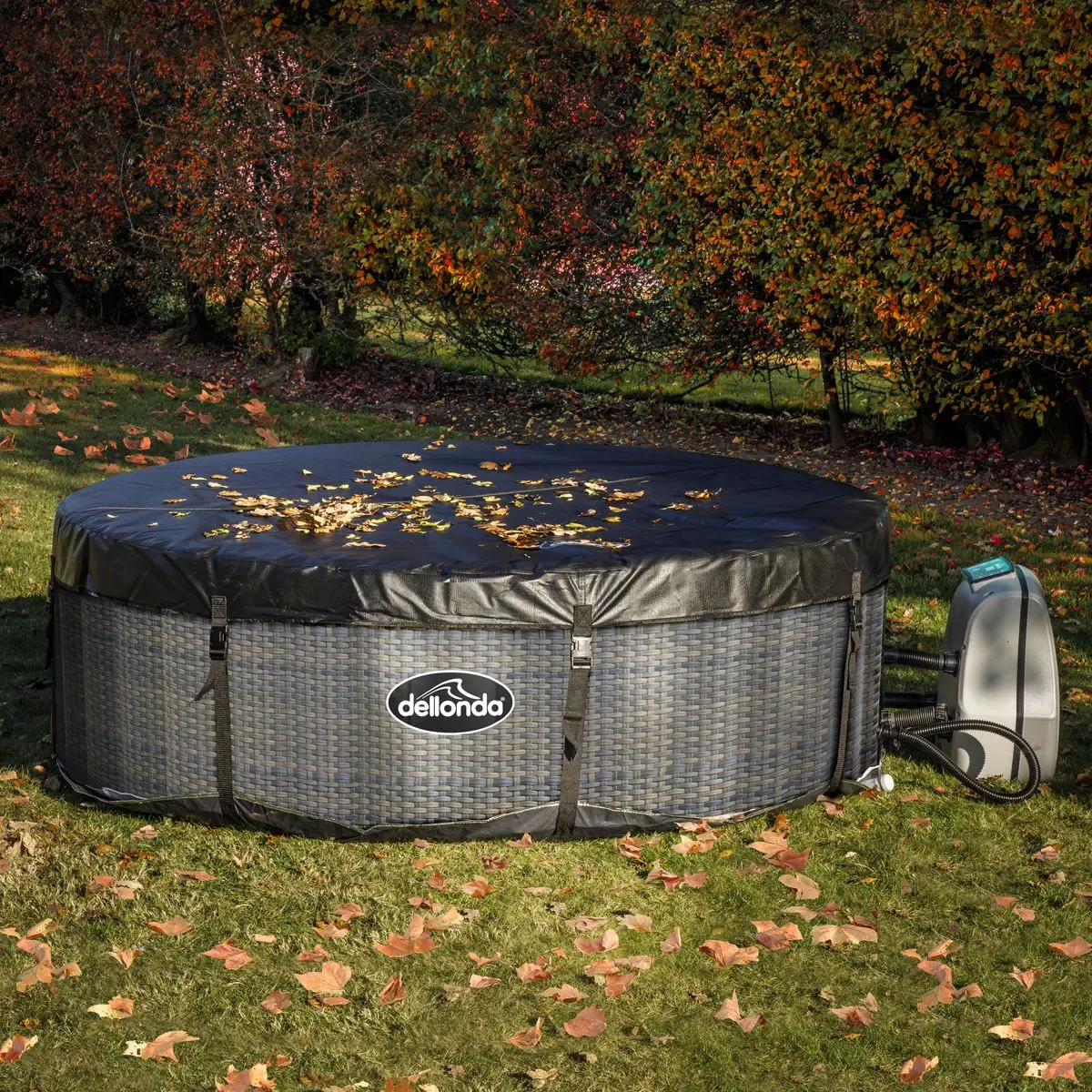 Dellonda 2-4 Person Inflatable Hot Tub Spa with Smart Pump - Rattan Effect - Image 10