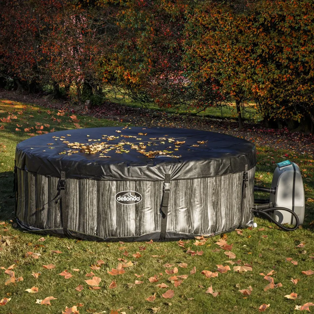 Dellonda 2-4 Person Inflatable Hot Tub Spa with Smart Pump - Wood Effect - Image 12