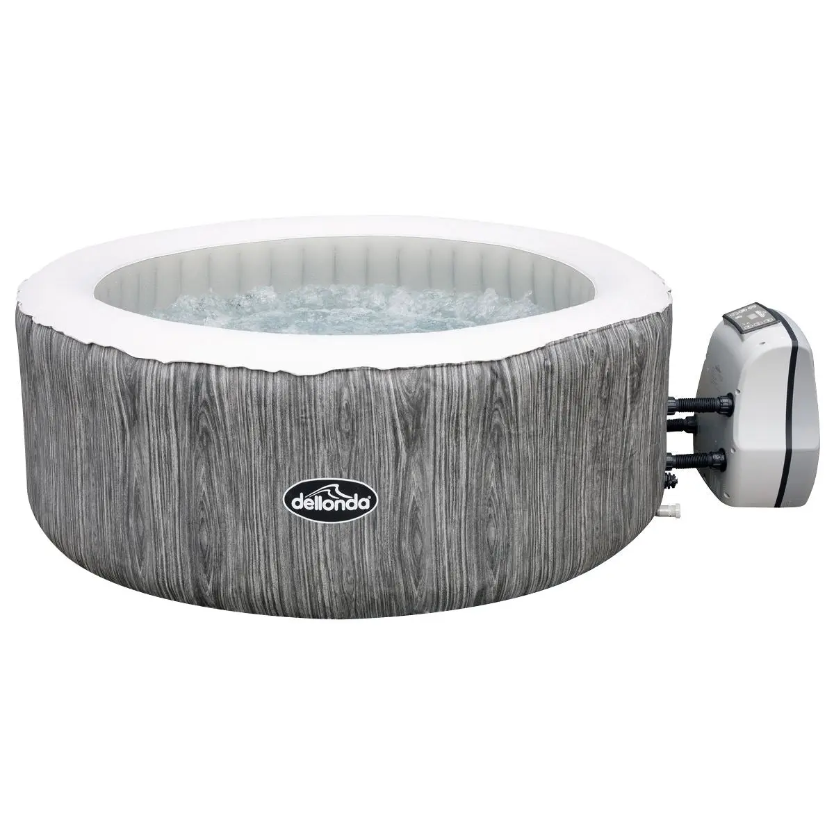 Dellonda 2-4 Person Inflatable Hot Tub Spa with Smart Pump - Wood Effect - Image 2