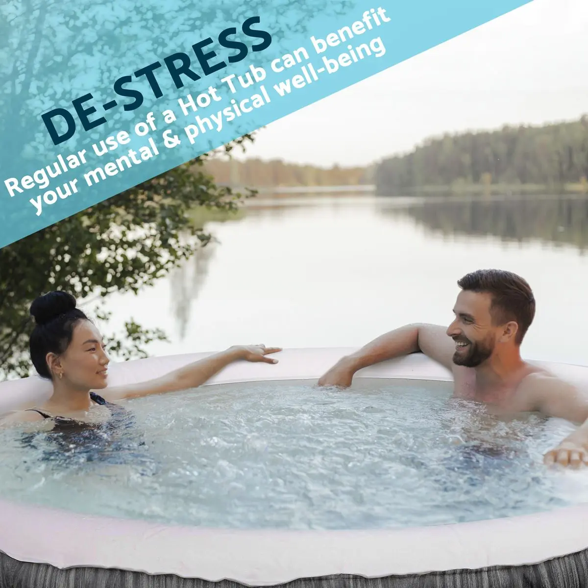 Dellonda 2-4 Person Inflatable Hot Tub Spa with Smart Pump - Wood Effect - Image 5