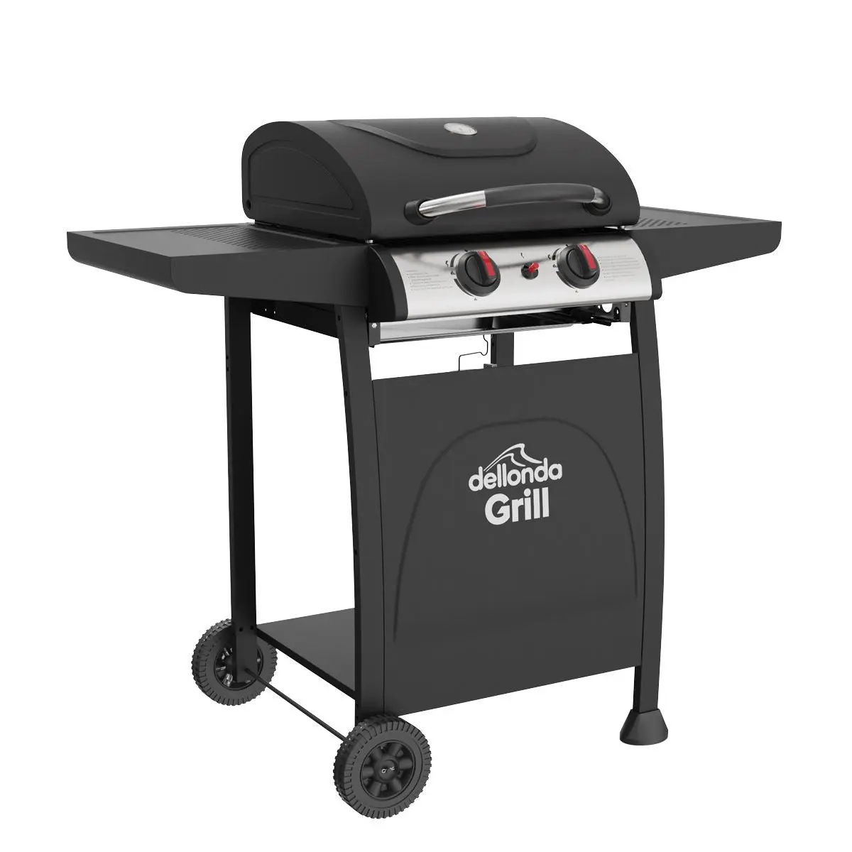 Dellonda 2 Burner Gas BBQ Grill with Ignition & Thermometer - Black/Stainless Steel