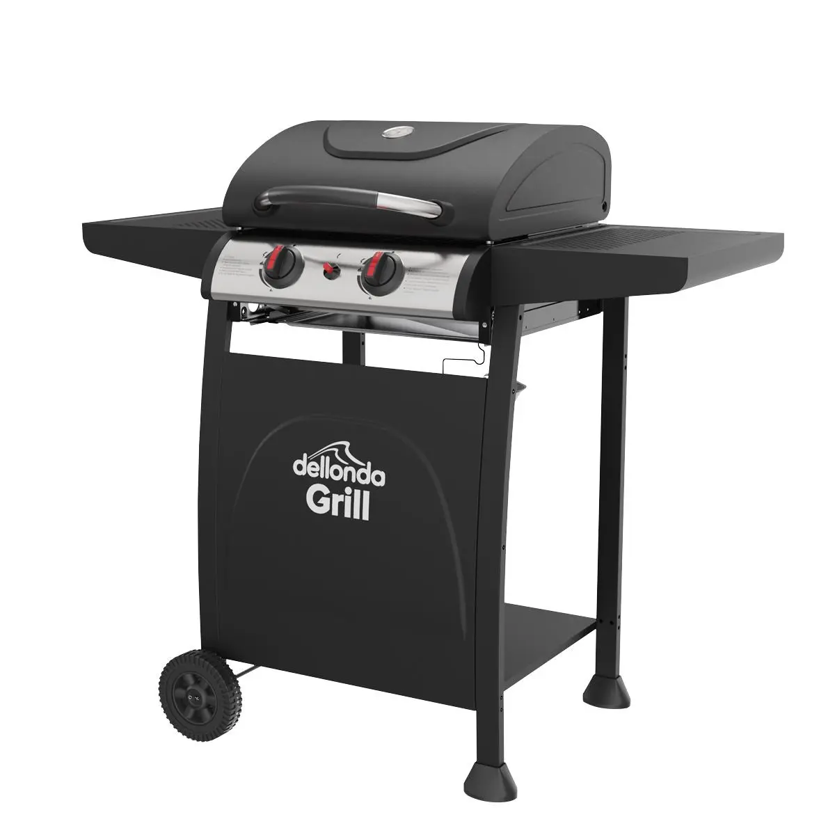Dellonda 2 Burner Gas BBQ Grill with Ignition & Thermometer - Black/Stainless Steel - Image 2