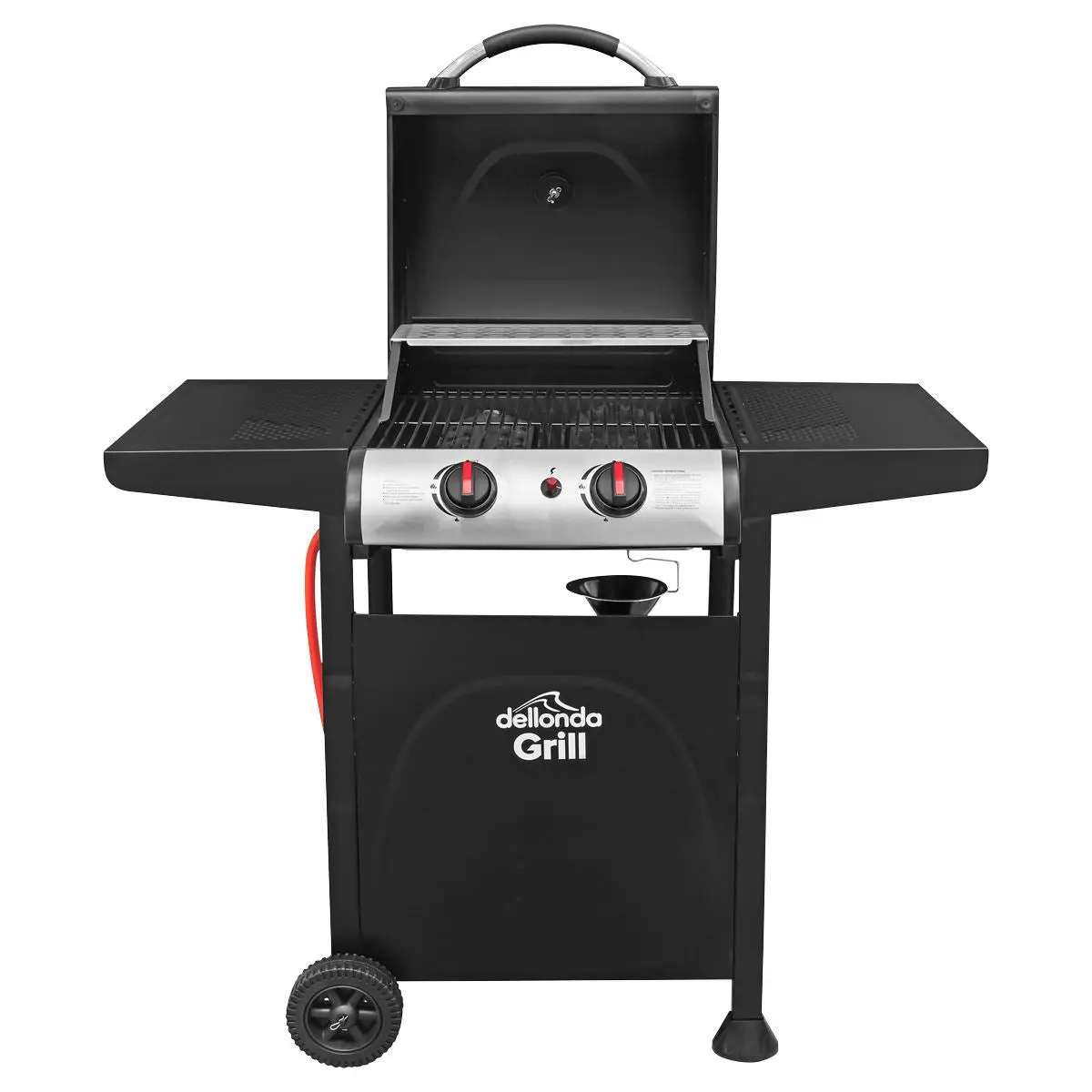 Dellonda 2 Burner Gas BBQ Grill with Ignition & Thermometer - Black/Stainless Steel - Image 5