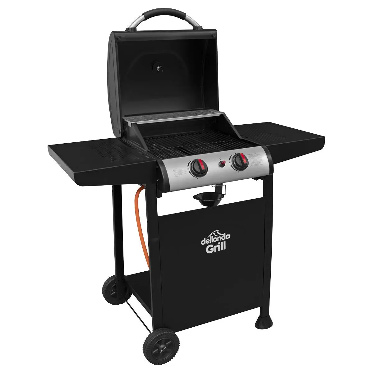 Dellonda 2 Burner Gas BBQ Grill with Ignition & Thermometer - Black/Stainless Steel - Image 6