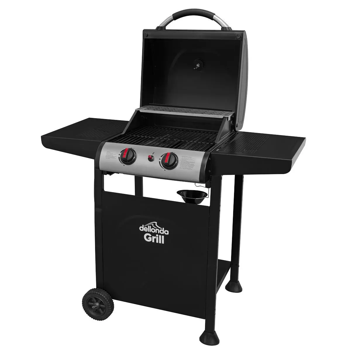 Dellonda 2 Burner Gas BBQ Grill with Ignition & Thermometer - Black/Stainless Steel - Image 7