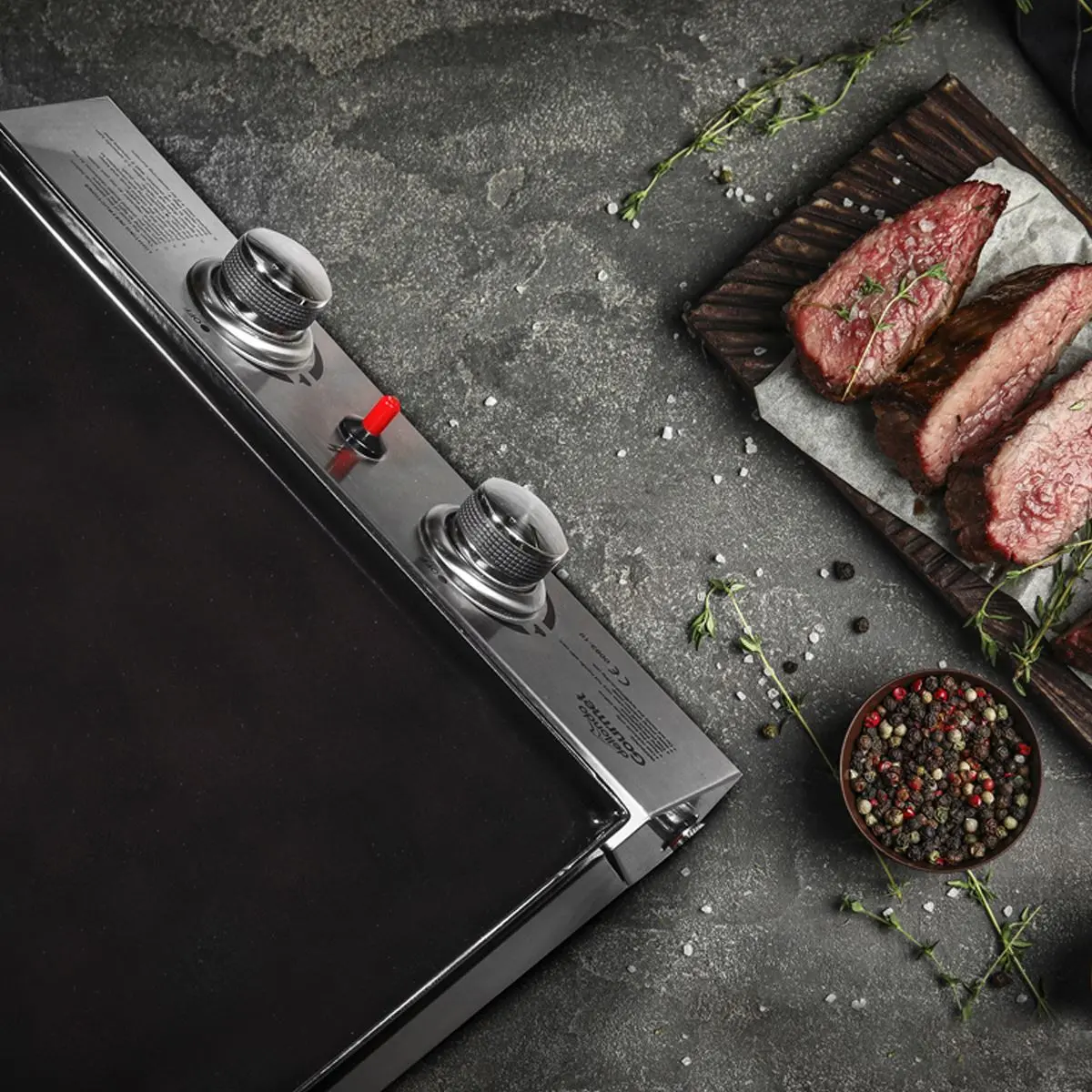 Dellonda 2 Burner Portable Gas Plancha 5kW BBQ Griddle, Stainless Steel - Image 3