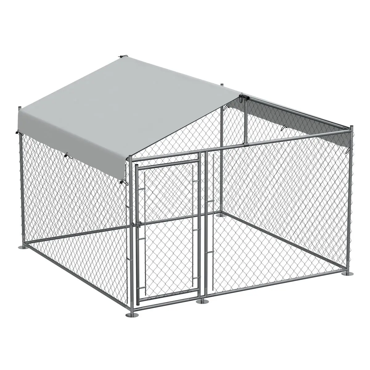 Dellonda 2 x2 x 1.5m Dog Kennel, Galvanised Steel, Roof Cover, Chain Link Fencing - Image 3