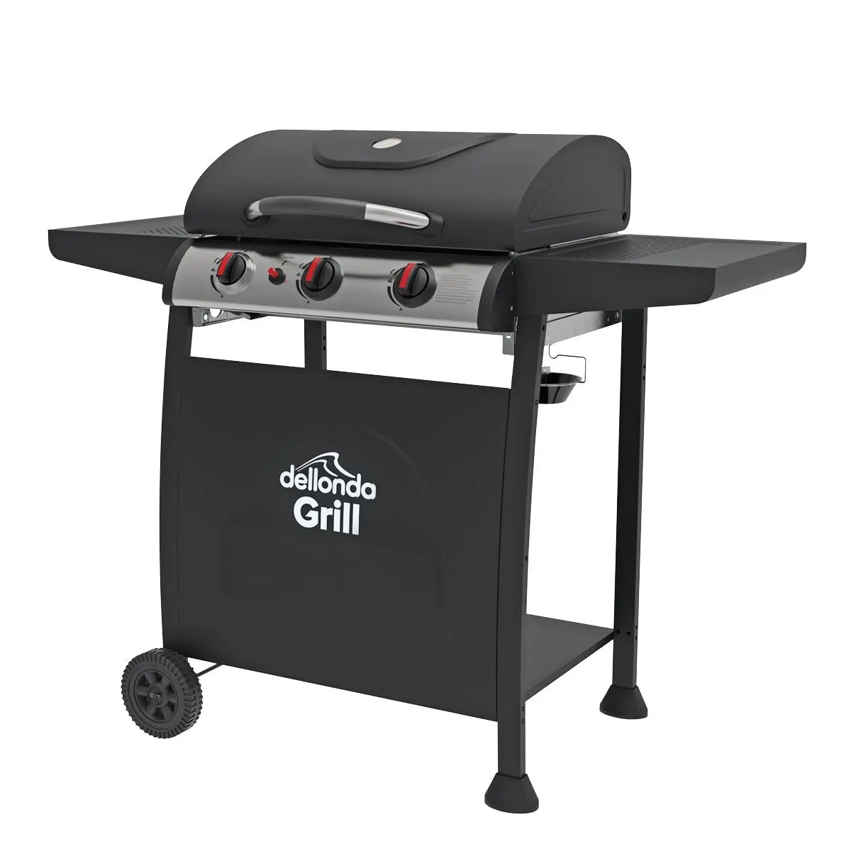 Dellonda 3 Burner Gas BBQ Grill, Ignition, Thermometer, Black/Stainless Steel - Image 5