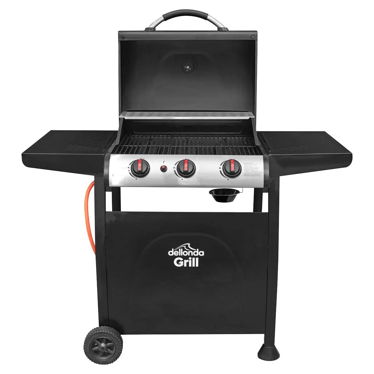 Dellonda 3 Burner Gas BBQ Grill, Ignition, Thermometer, Black/Stainless Steel - Image 7
