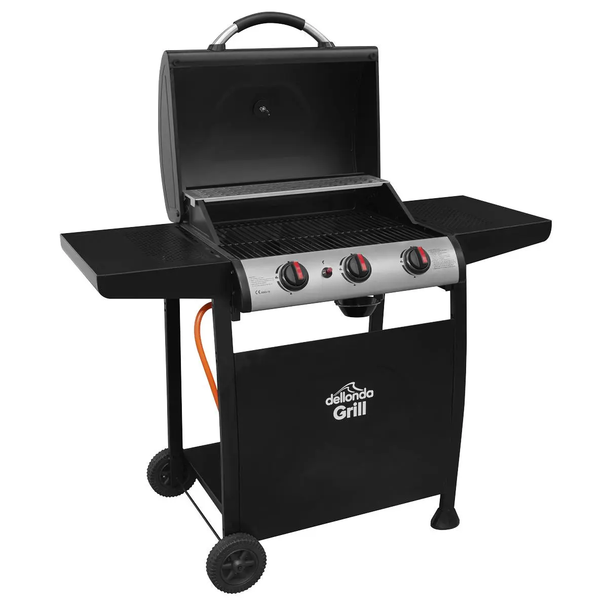 Dellonda 3 Burner Gas BBQ Grill, Ignition, Thermometer, Black/Stainless Steel - Image 8