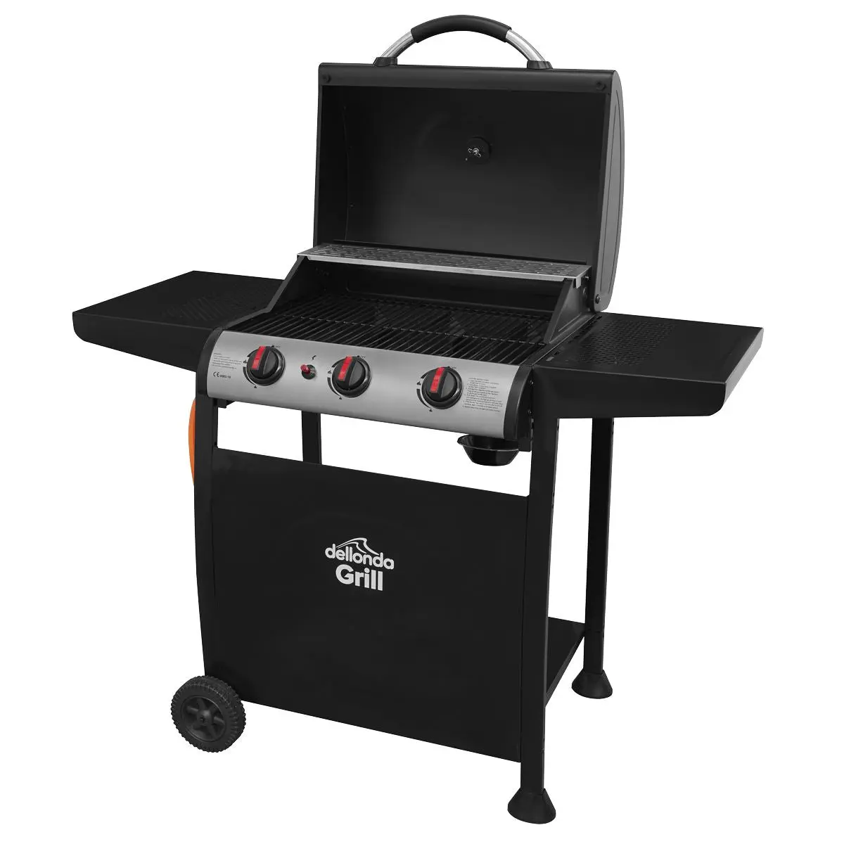 Dellonda 3 Burner Gas BBQ Grill, Ignition, Thermometer, Black/Stainless Steel - Image 9