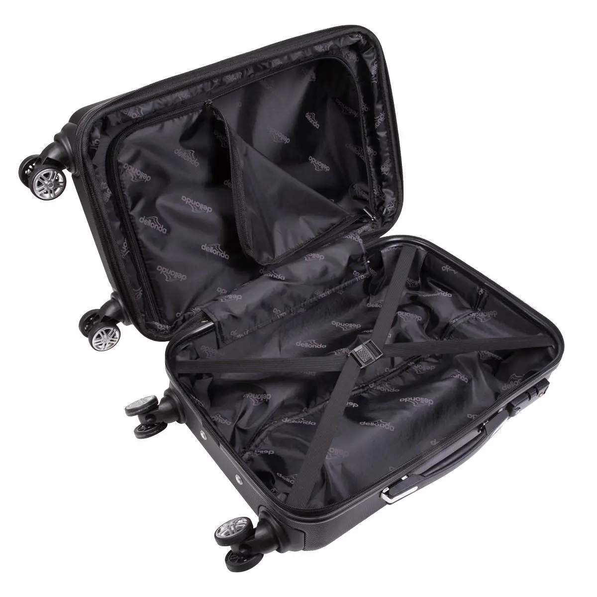 Dellonda 3-Piece Lightweight Luggage Suitcase Trolley Set ABS TSA Lock Black - Image 6
