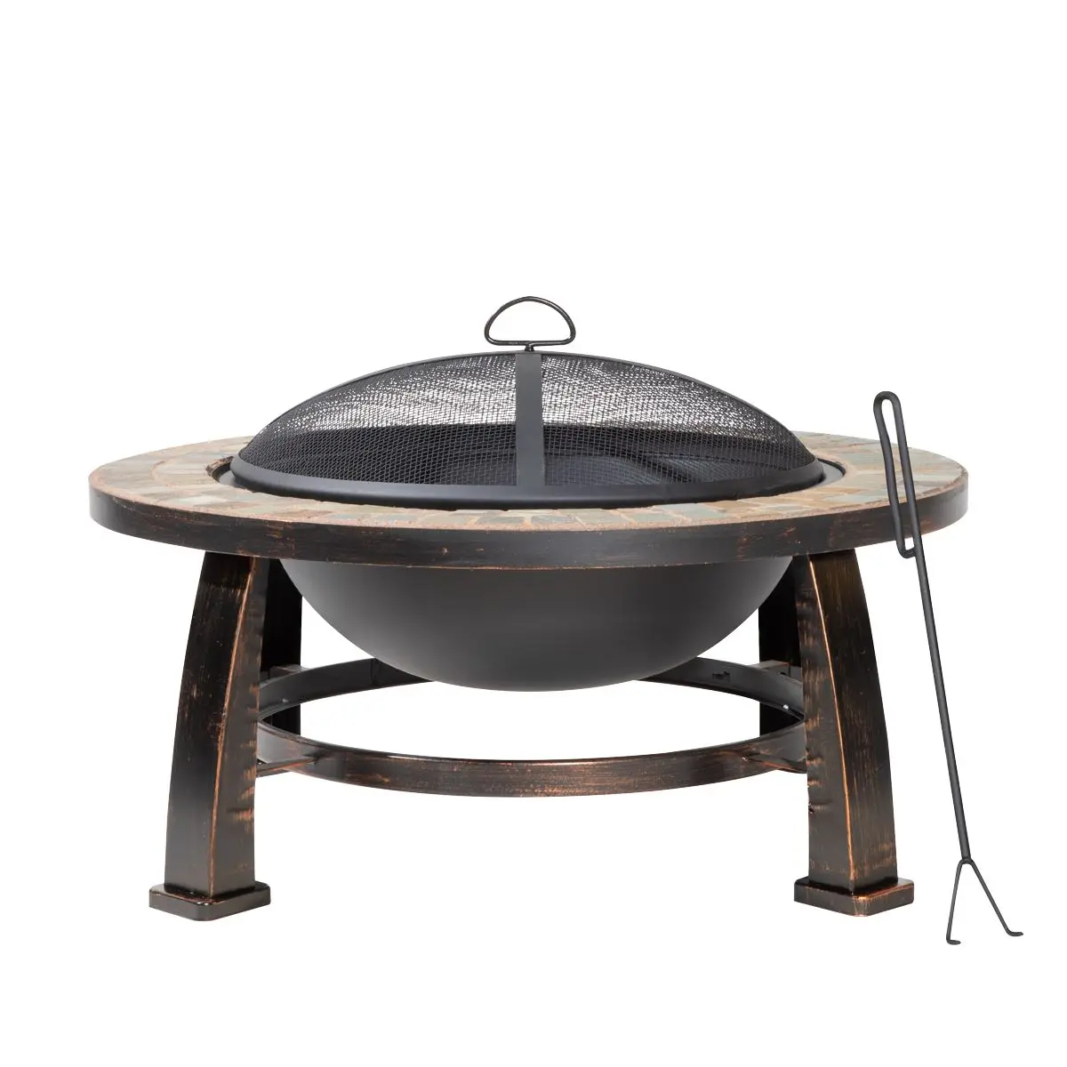 Dellonda 30" Deluxe Traditional Style Fire Pit/Fireplace/Outdoor Heater - Slate - Image 4
