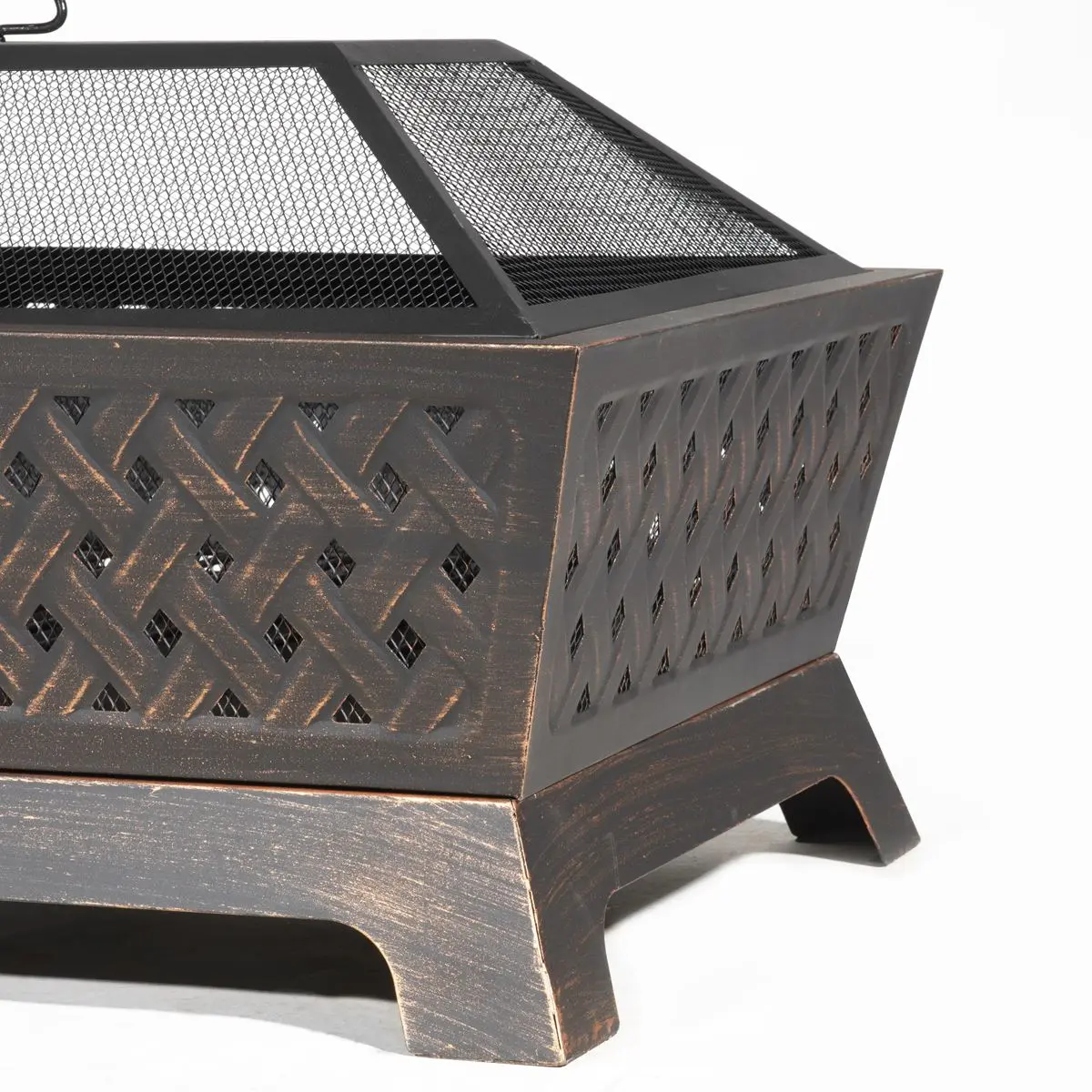 Dellonda 35" Rectangular Outdoor Fire Pit, Antique Bronze Effect - Image 6