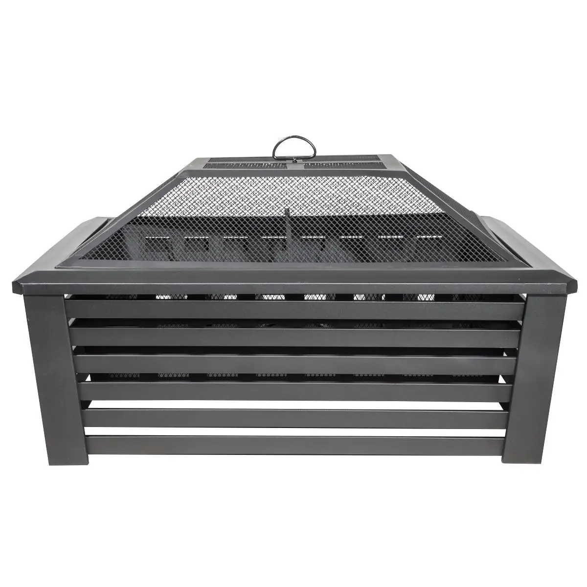 Dellonda 35" Square Outdoor Fire Pit, Black - Image 2