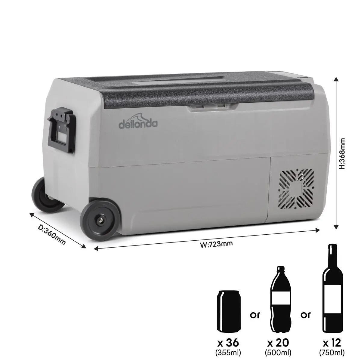 Dellonda 36L Portable Dual Zone Compressor Car Camping Fridge/Freezer 12/24V - Image 3
